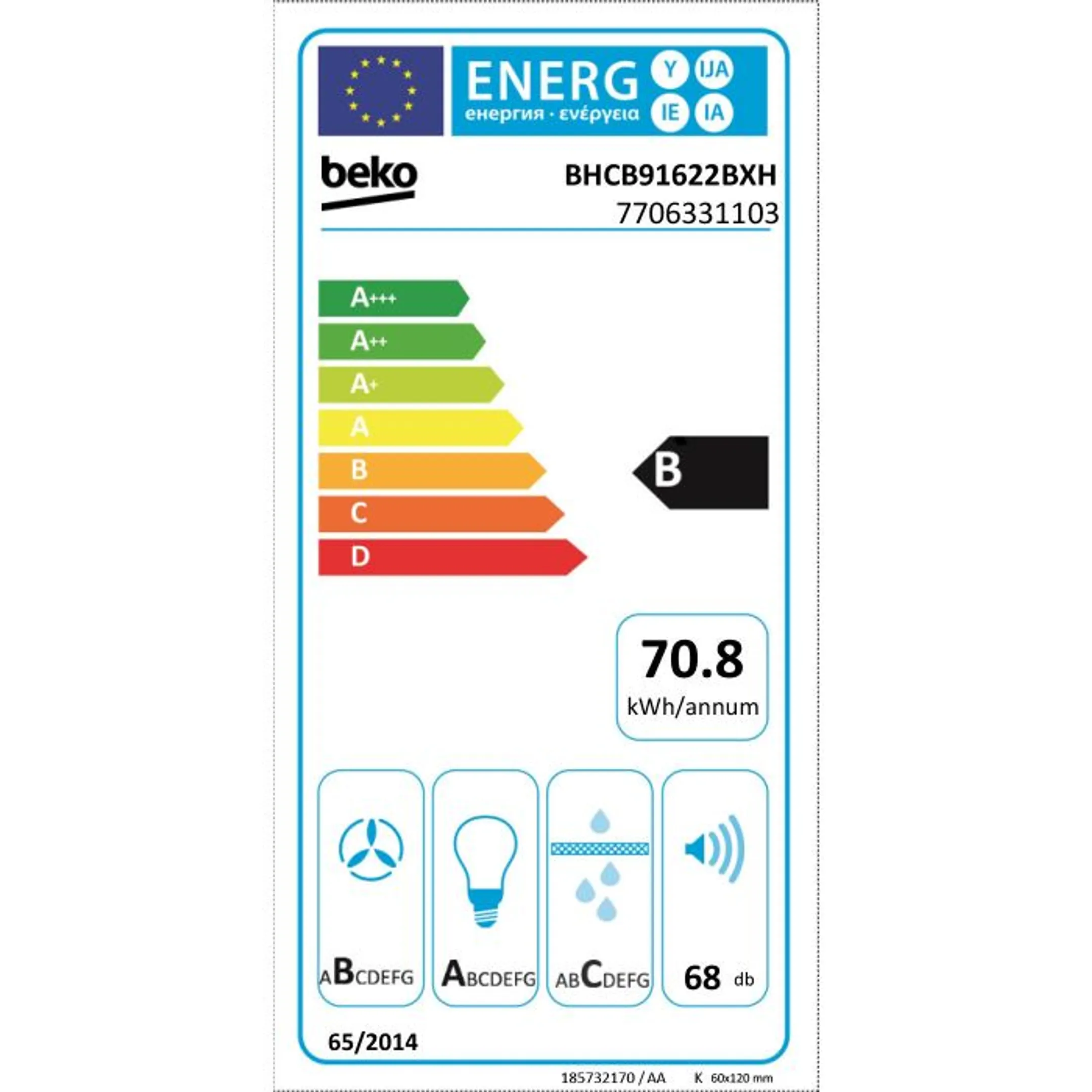 Beko Wanddampkap BHCB91622BXH image