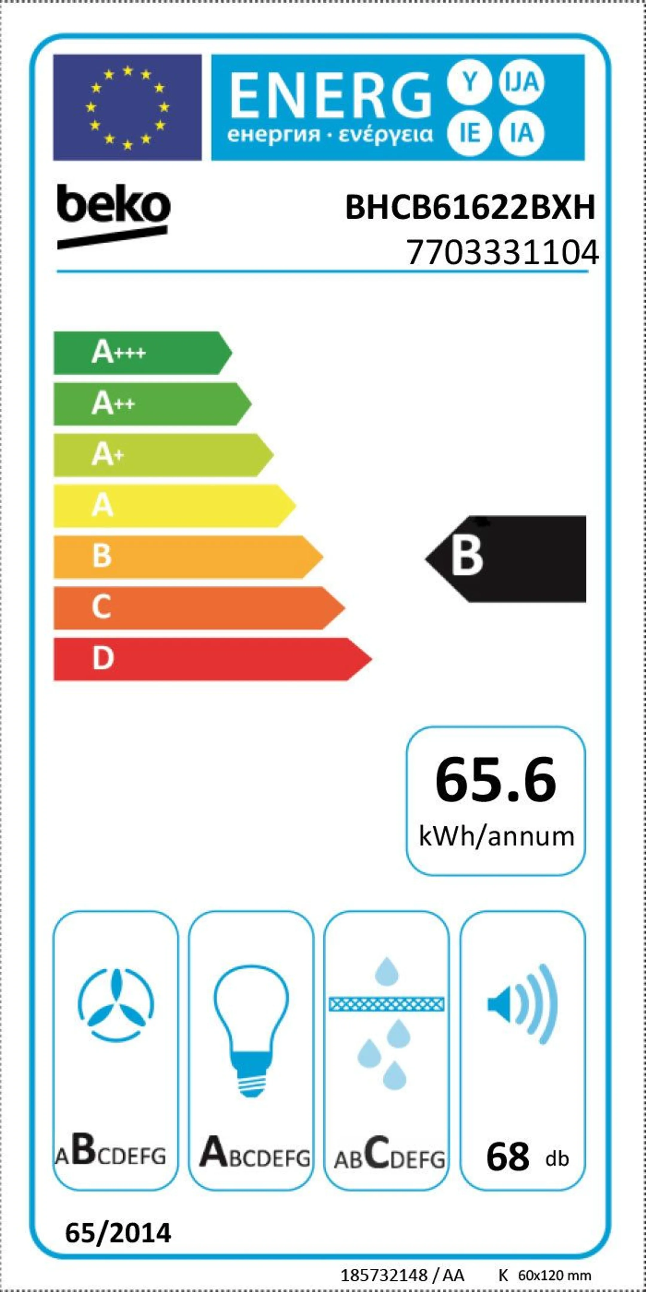 Beko Wanddampkap BHCB61622BXH image