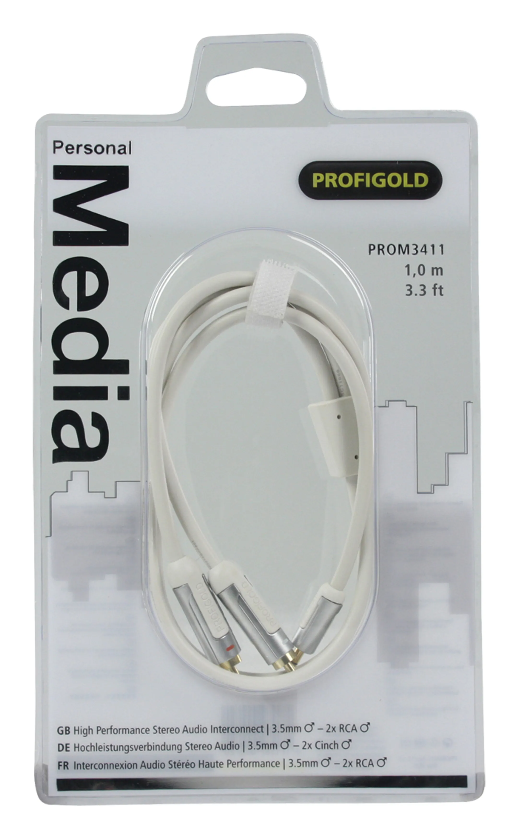 Profigold Mini jack (3,5 mm, Male) naar 2x RCA (Male)-kabel - 1 m - PROM3411 image