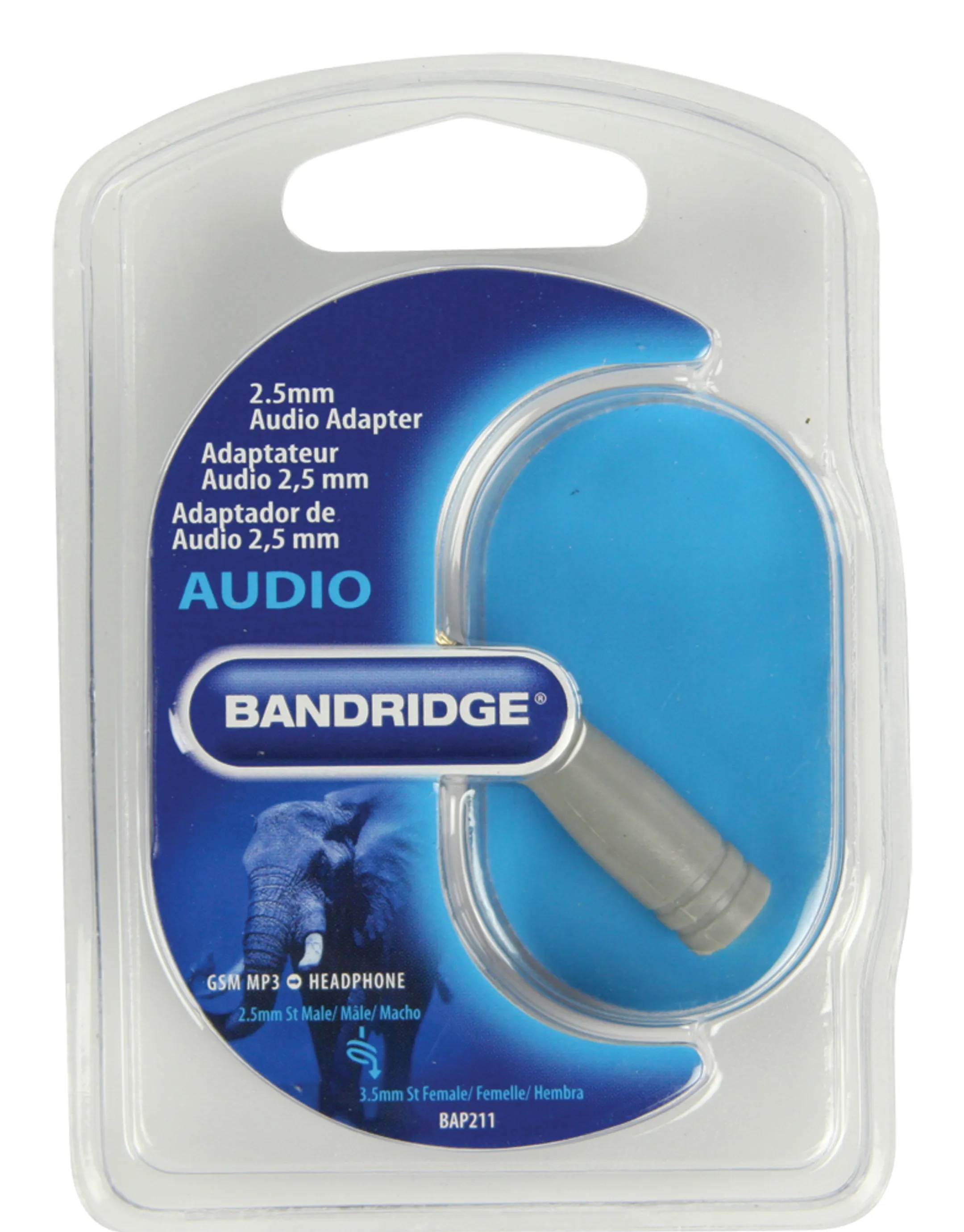 Bandridge Adaptateur 2,5 mm (Male) vers mini jack (3,5 mm, Female) - BAP211 image