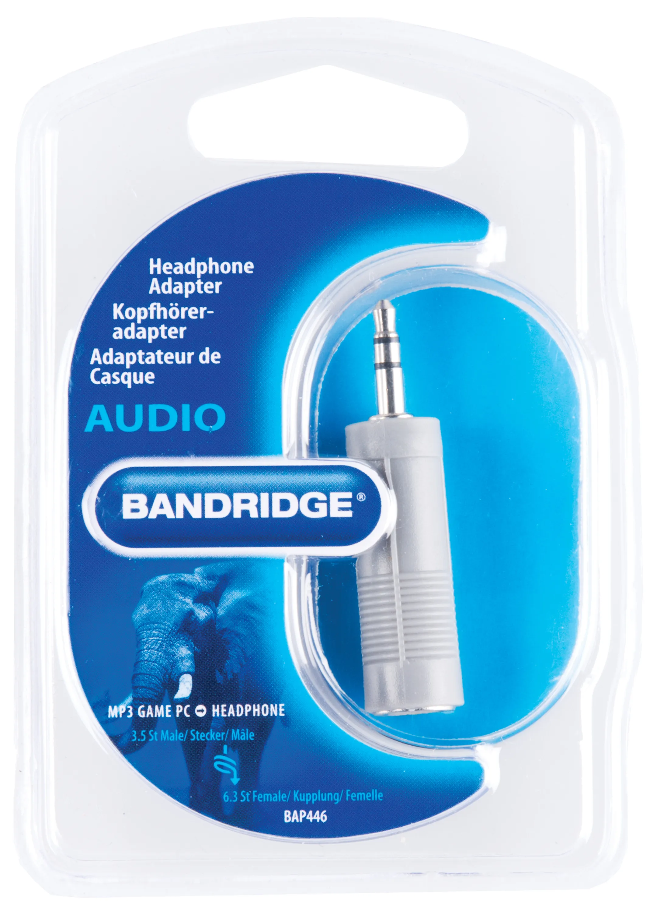 Bandridge Mini jack (3,5 mm, Male) naar 6,3 mm (Female) adapter - BAP446 image