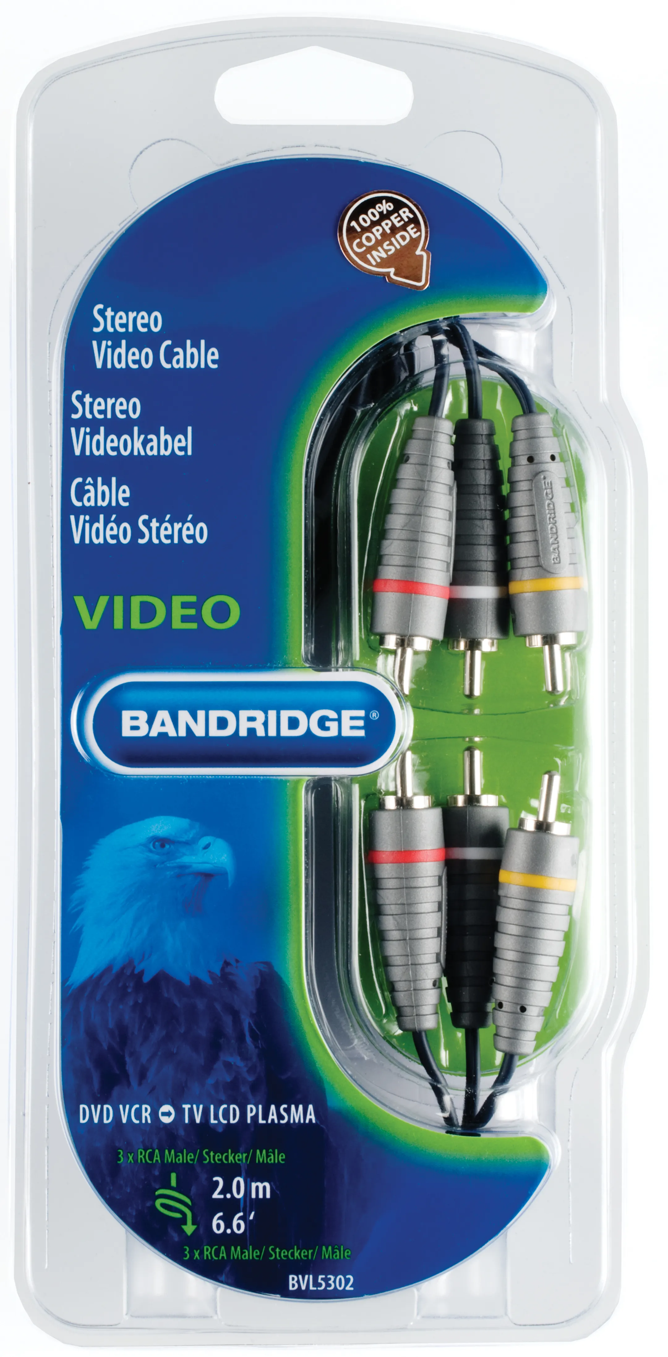 3x RCA-kabel (Male - Male) - 2 m - BVL5302