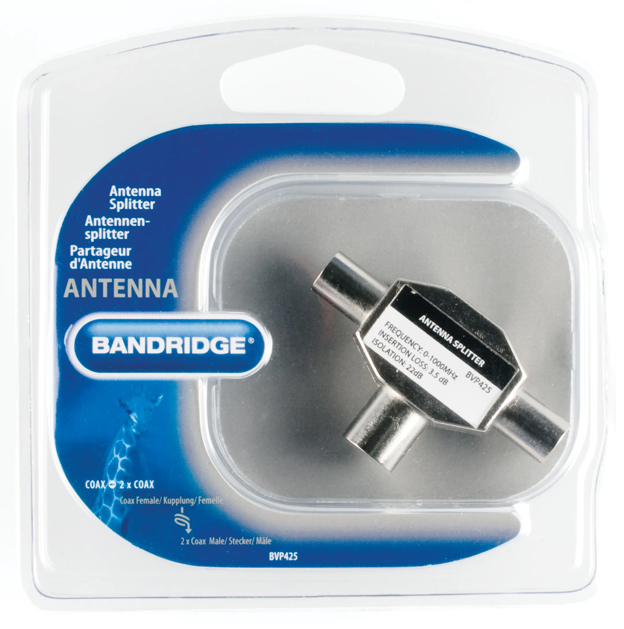 Bandridge Coax naar 2x Coax-splitter (Female - 2x Male) - BVP425 image