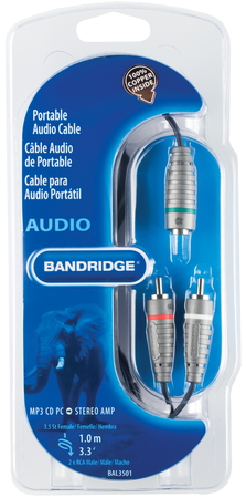 Bandridge Bal3501 1M 35Mm 2 X Rca Zwart Grijs Audio Kabel bandridge kopen in de aanbieding