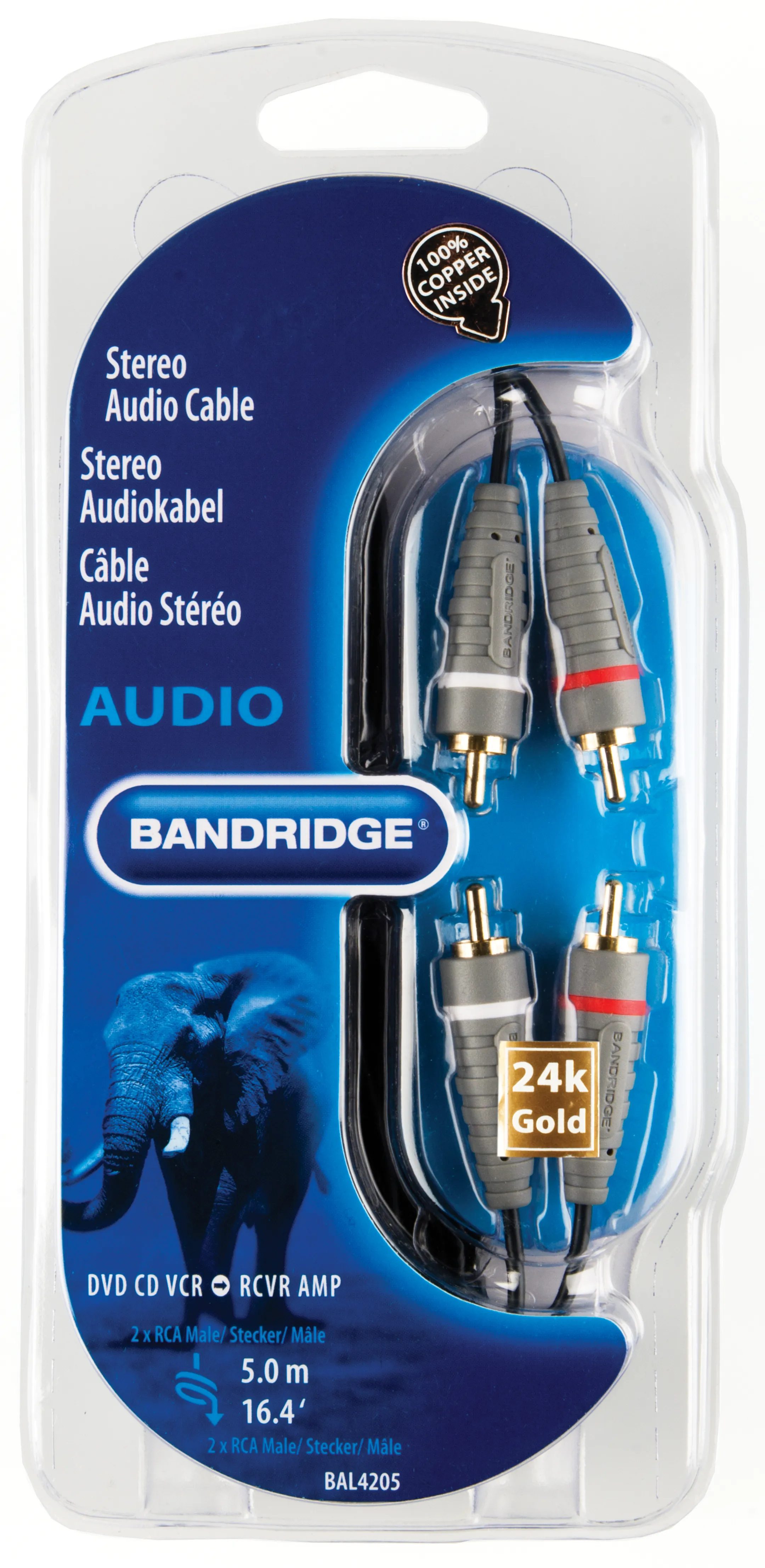 Câble 2x RCA (Male - Male) - 5 m - BAL4205