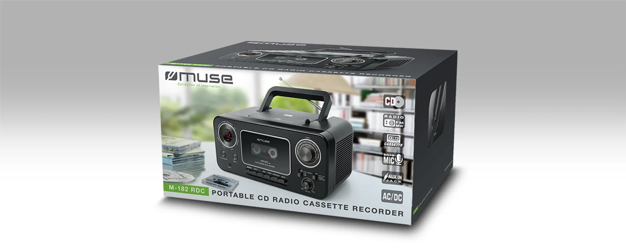 Muse FM radio met CD en cassettespeler - M-182 RDC - Zwart image