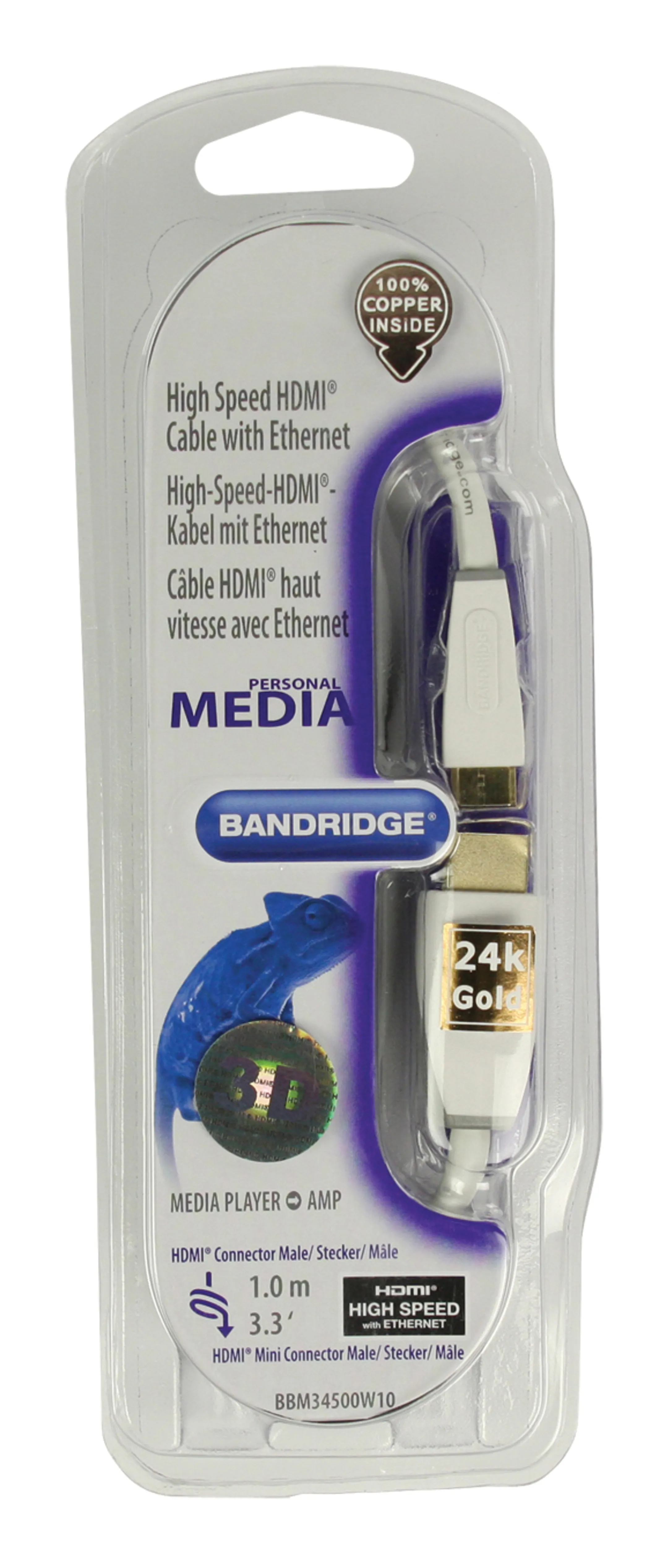Bandridge HDMI mini 1.4 naar HDMI 1.4-kabel - 1 m - BBM34500W10 image