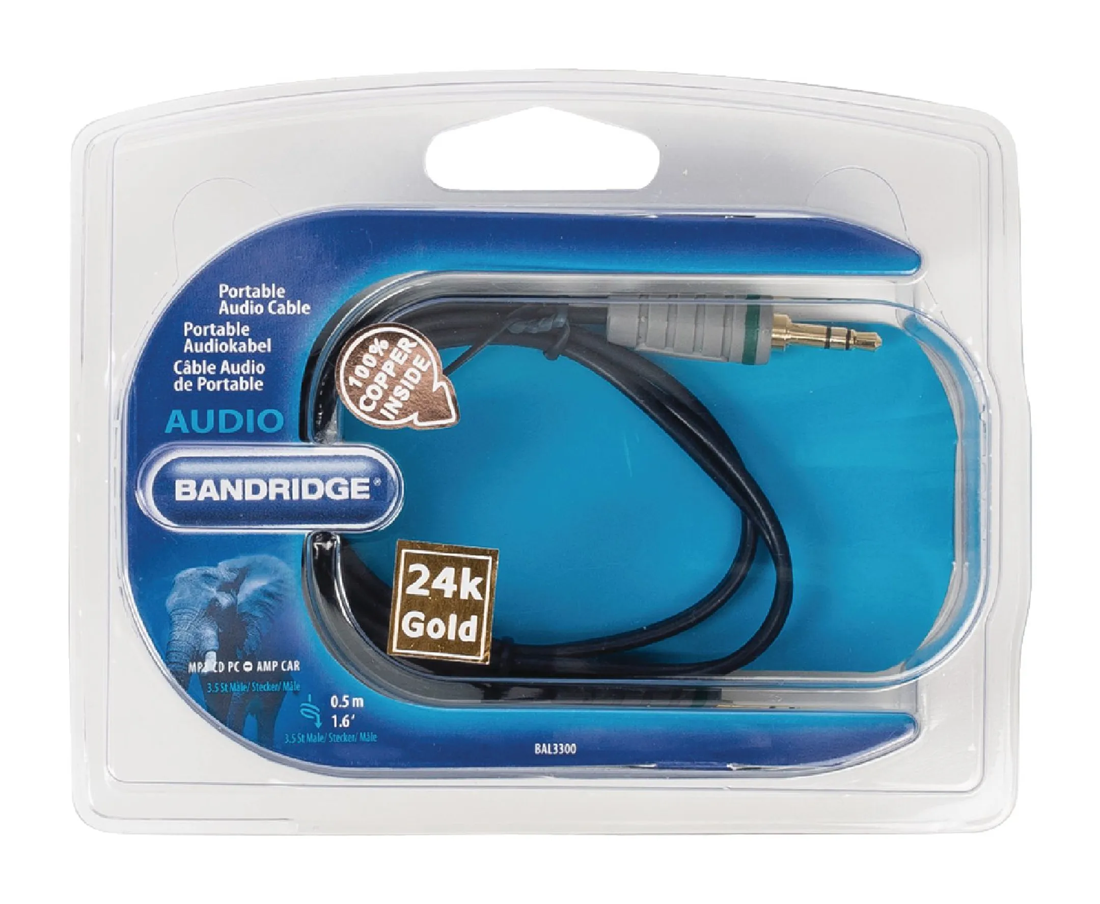 Bandridge Mini jack (3,5 mm)-kabel (Male - Male) - 50 cm - BAL3300 image