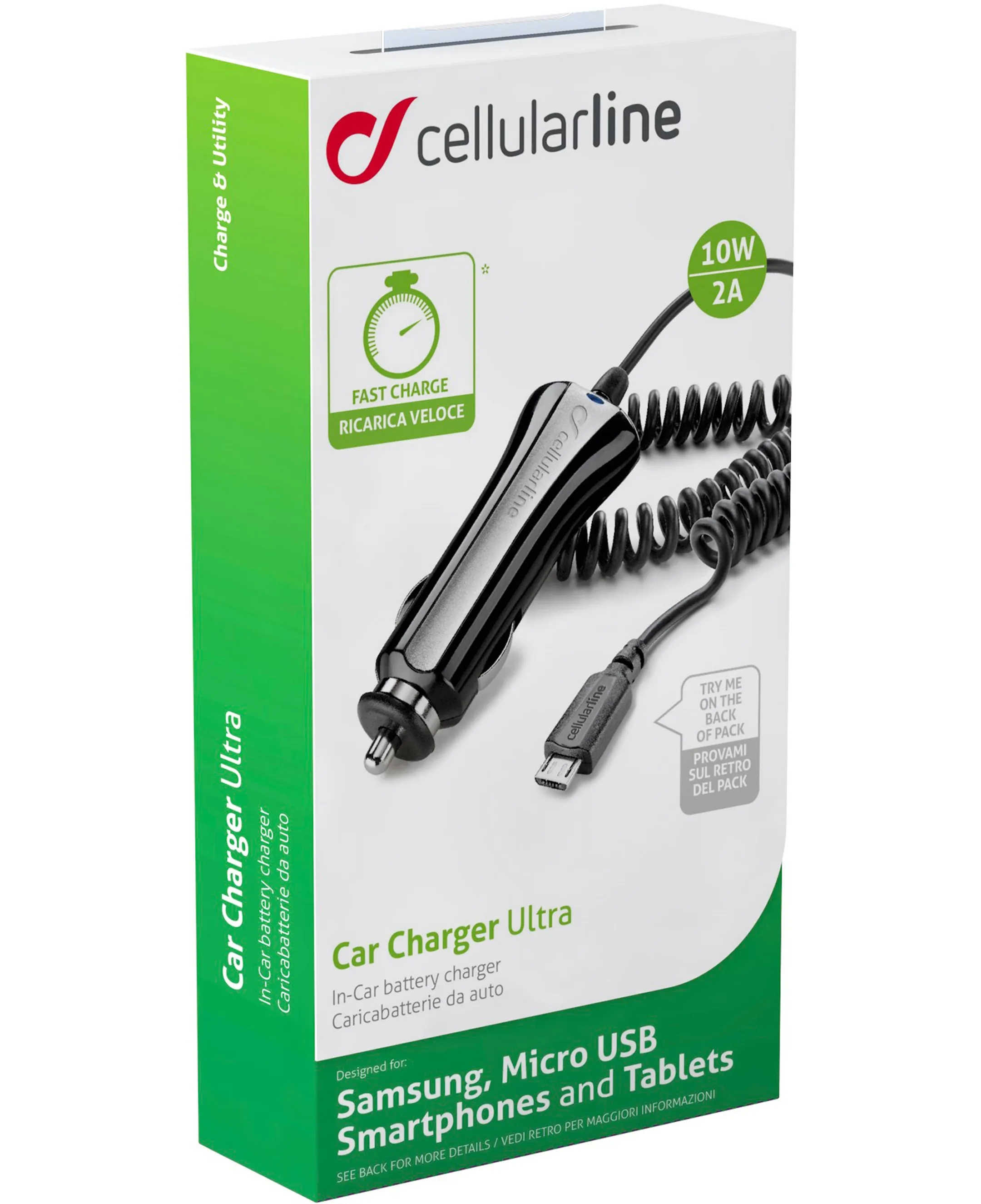Autolader MicroUSB - Zwart