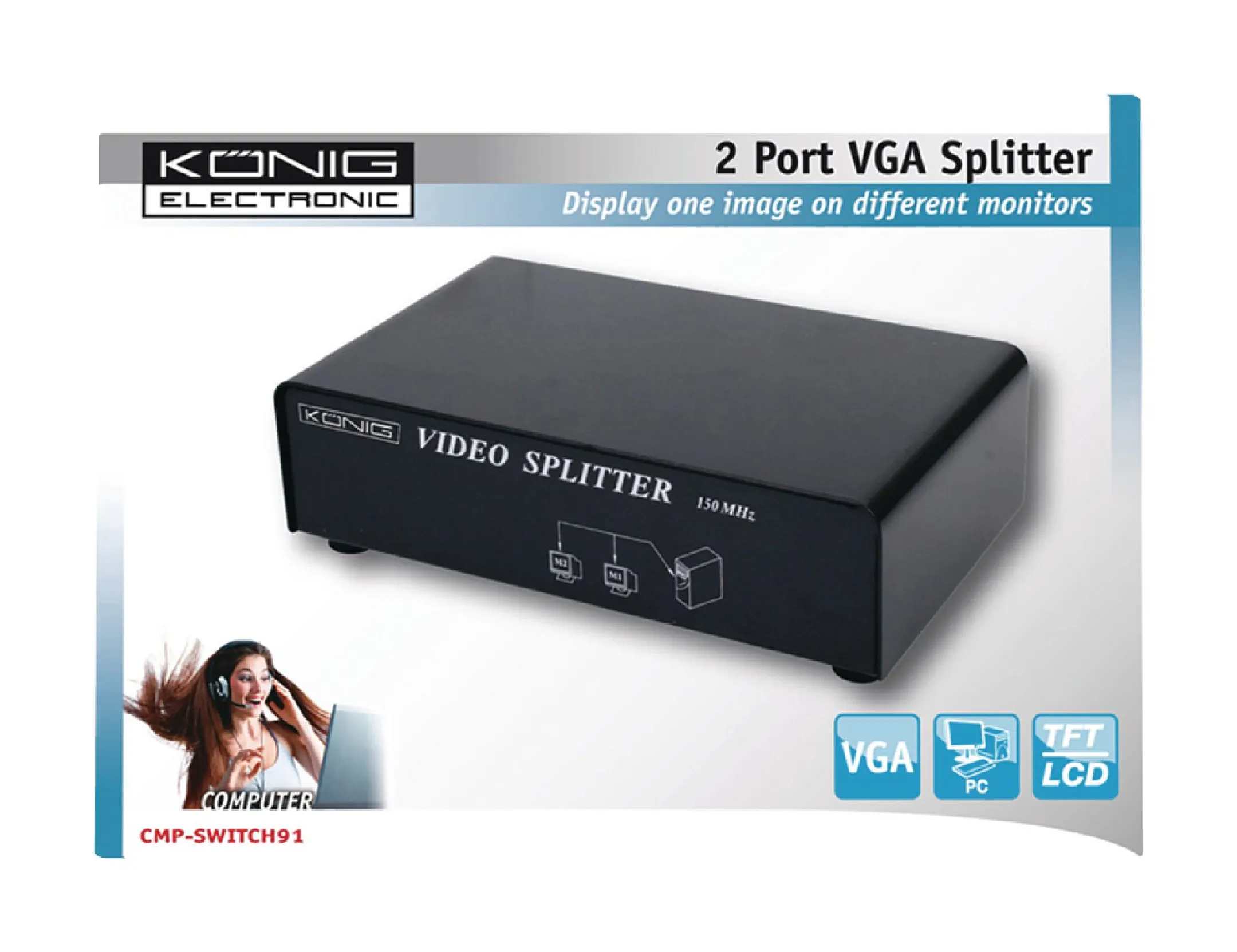 Konig VGA-splitter - 2 poorten - CMP-SWITCH91 image
