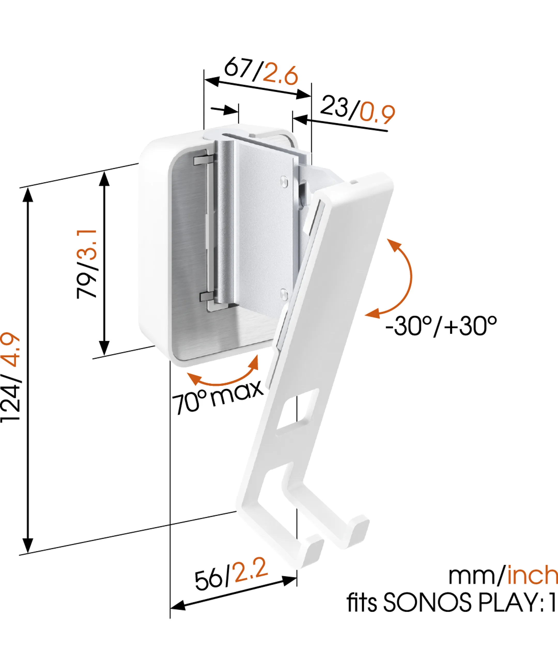 Vogels Vogel's SOUND 4201 - Support mural pour Sonos PLAY:1 (blanc) image