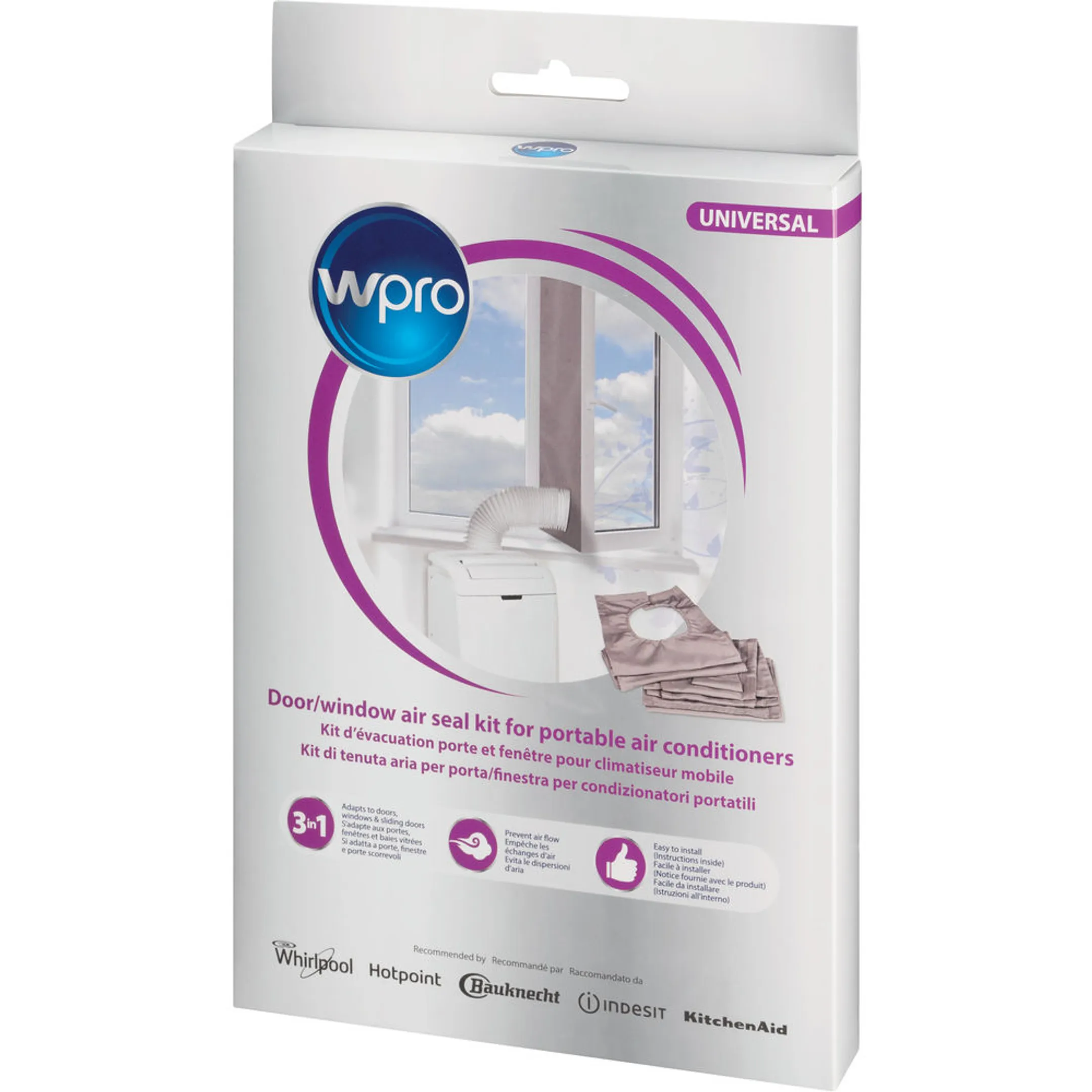 Kit d'évacuation porte et fenêtre pour climatiseur mobile CAK002