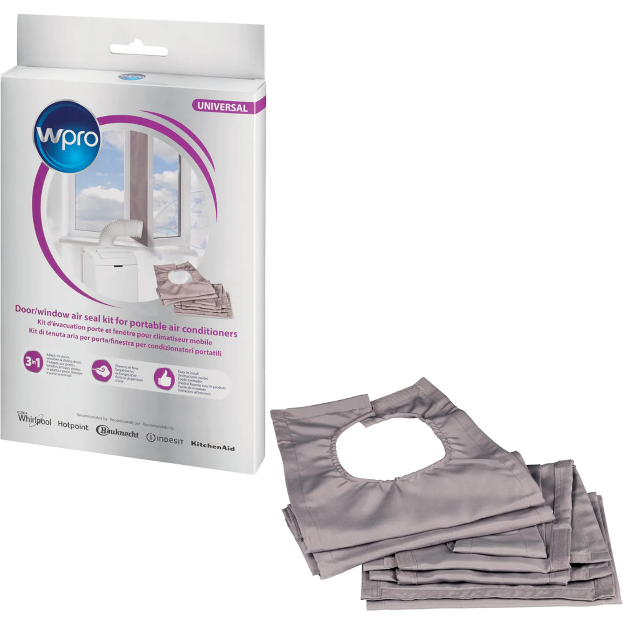 Wpro Kit d'évacuation porte et fenêtre pour climatiseur mobile CAK002 image