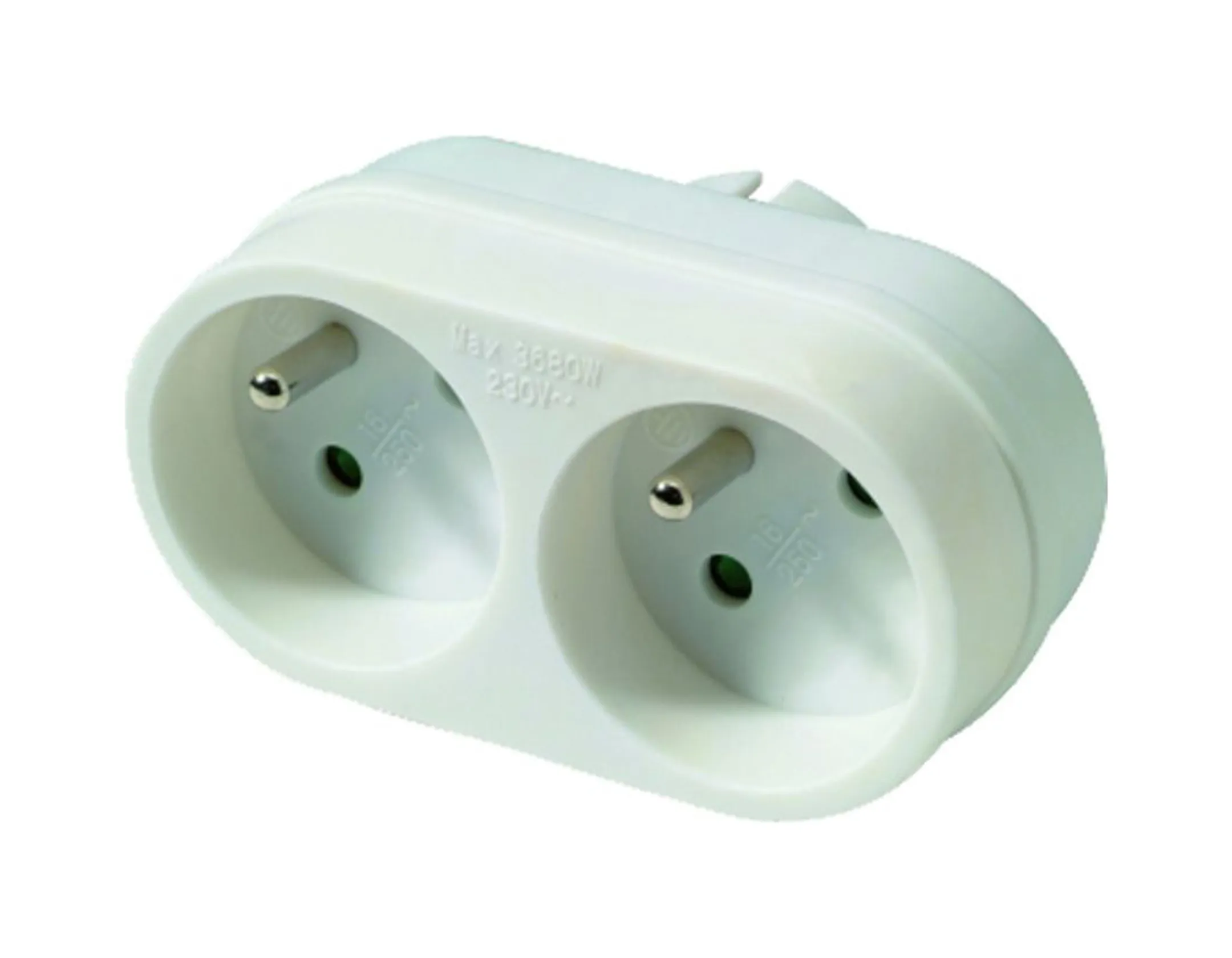 Fiche multiprise Domino - 2 prises - Blanc