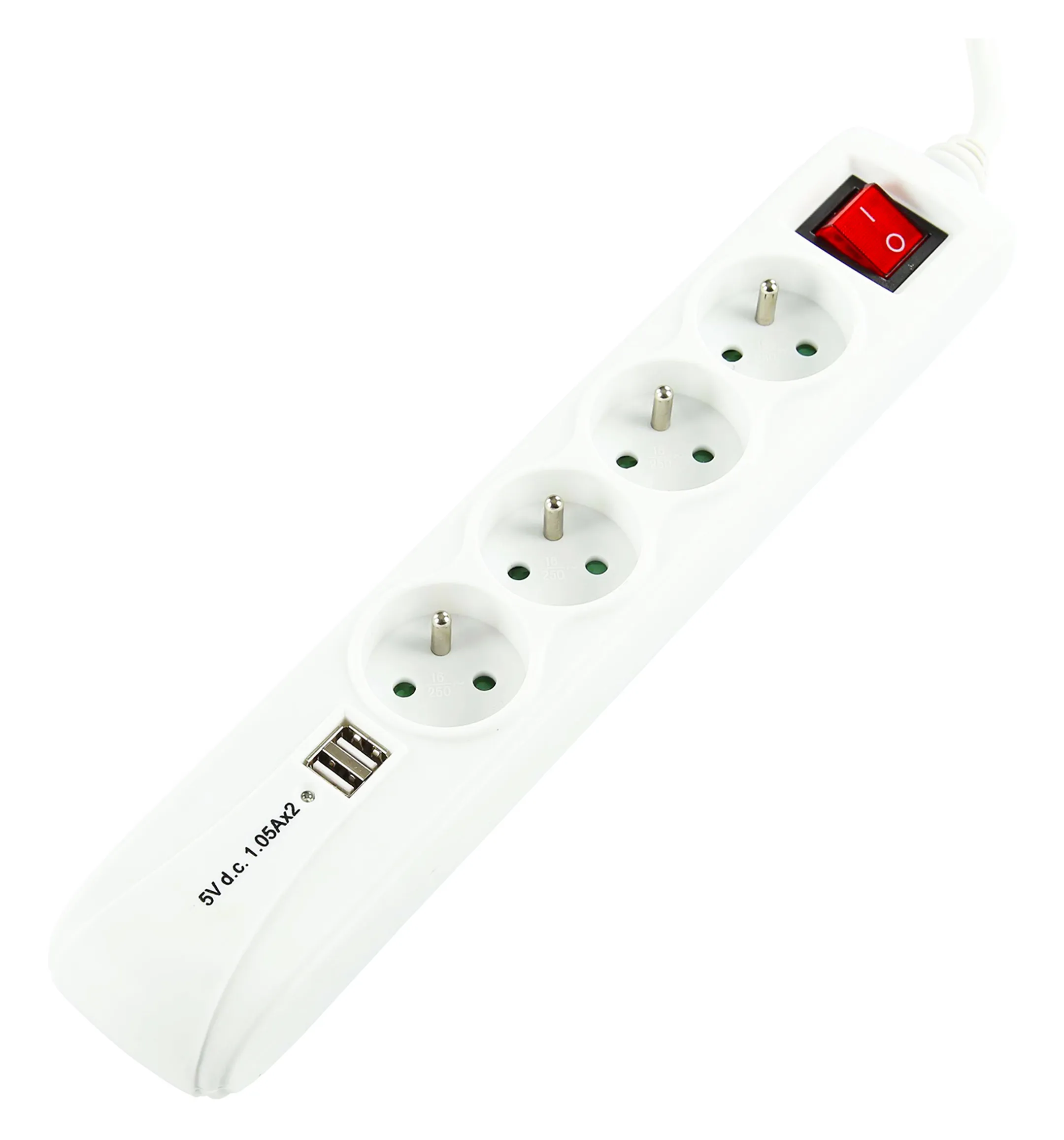 Boîtier multiprise - 1,5 mètre - 4 prises/ 2 USB - Blanc