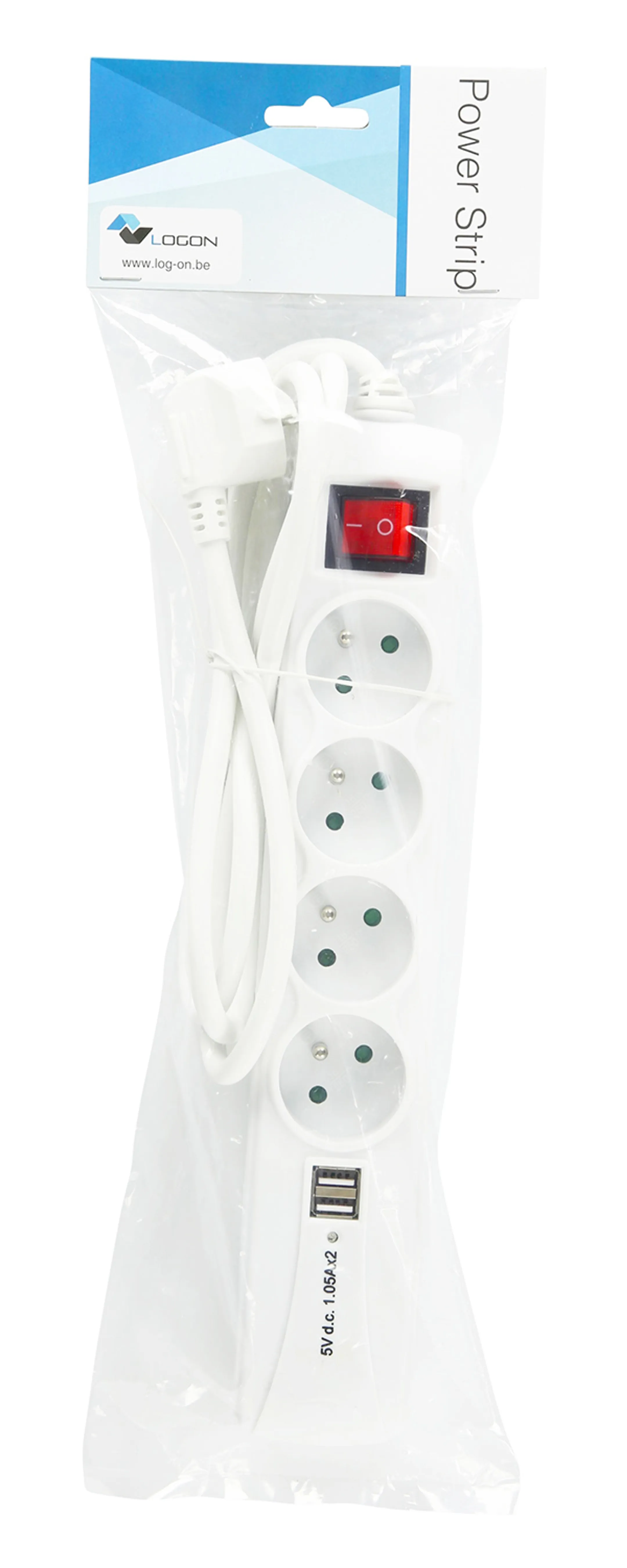 Logon Boîtier multiprise - 1,5 mètre - 4 prises/ 2 USB - Blanc image