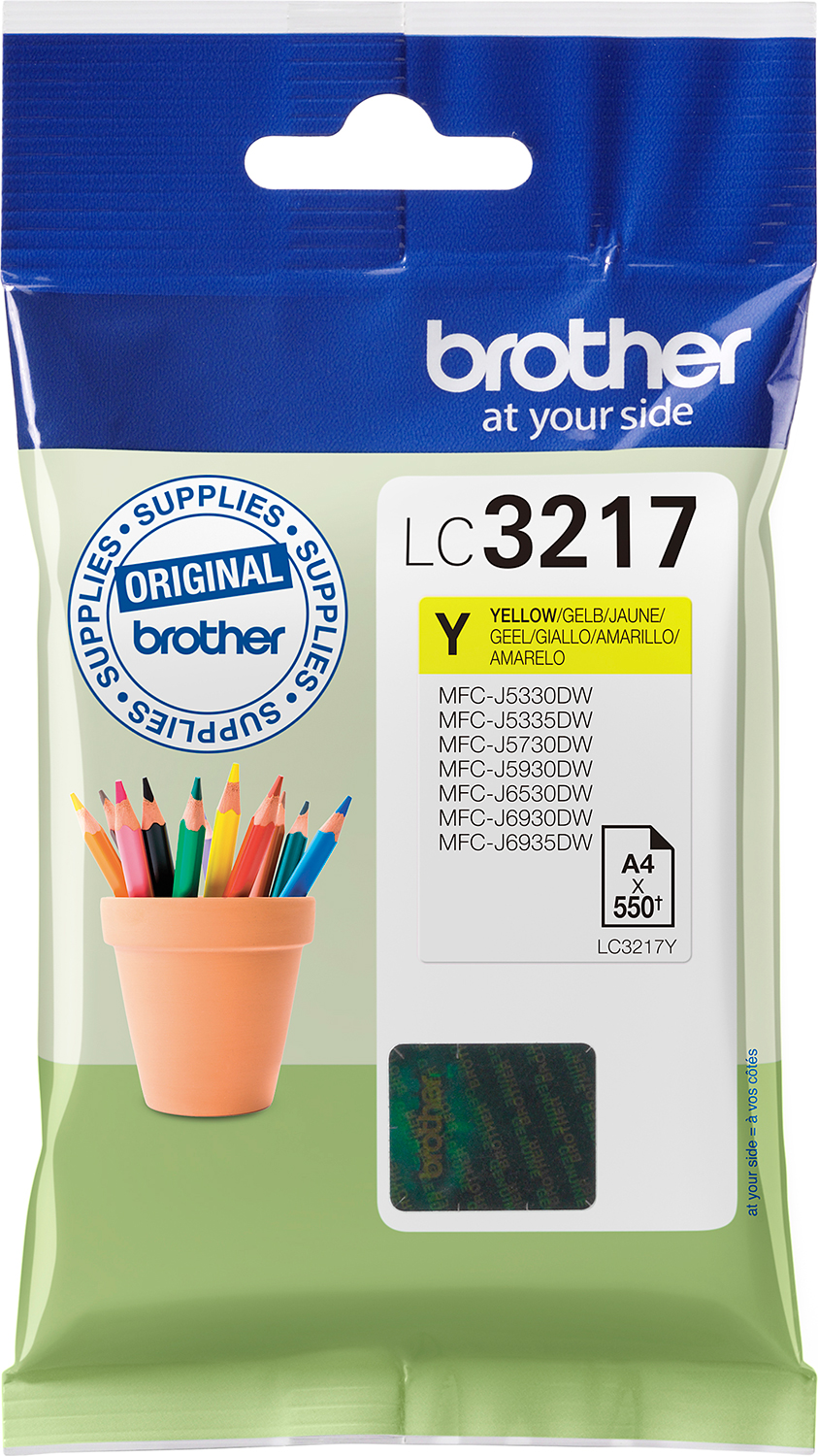 Cartouches D'encre Jaune Compatible Brother MFC-J6935DW - Lot De 2, Neuf, Référence B-LC3217Y-2, Capacité 550 Pages