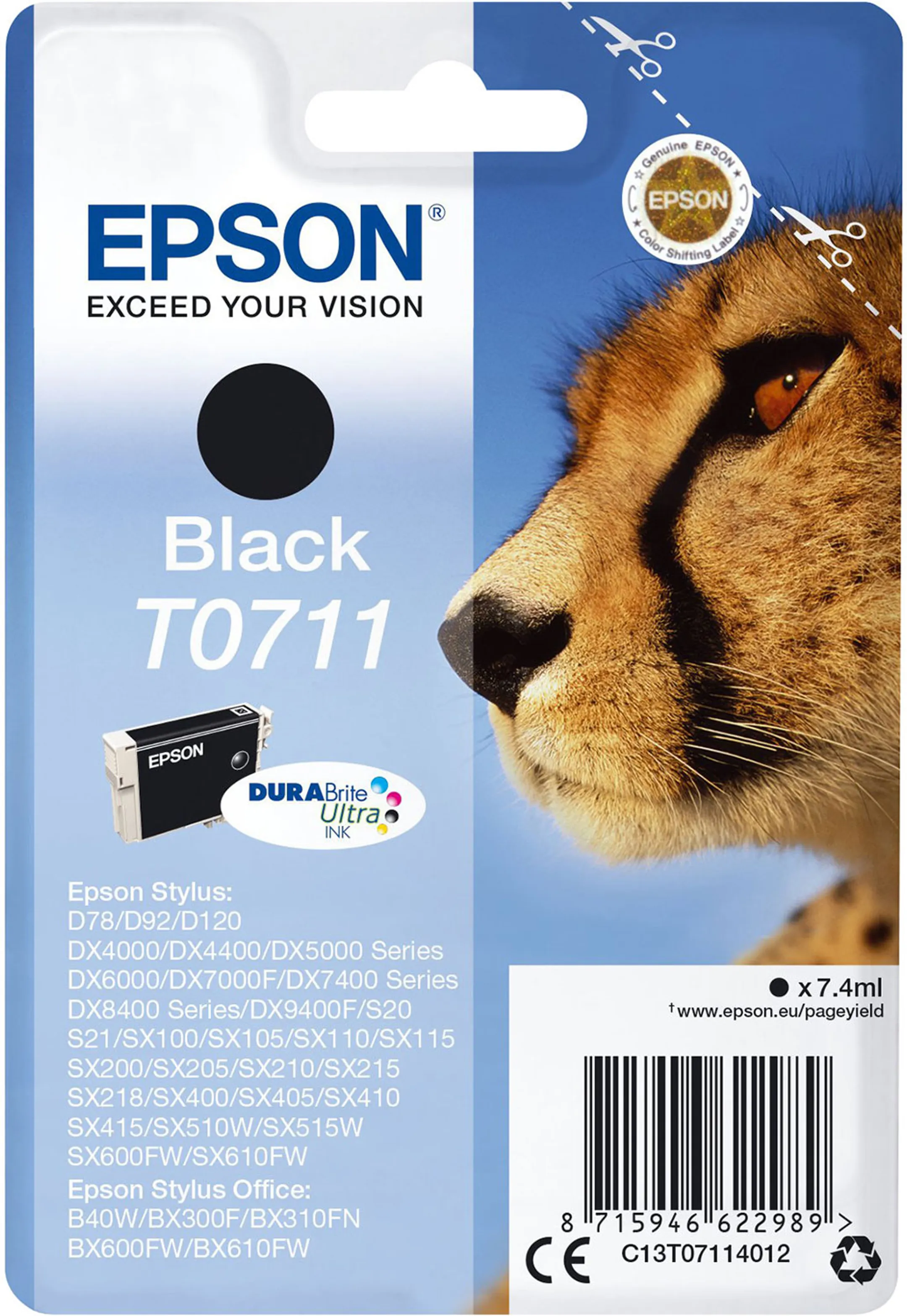 Epson Inktpatroon T0711 DuraBrite Ultra Ink - Zwart image
