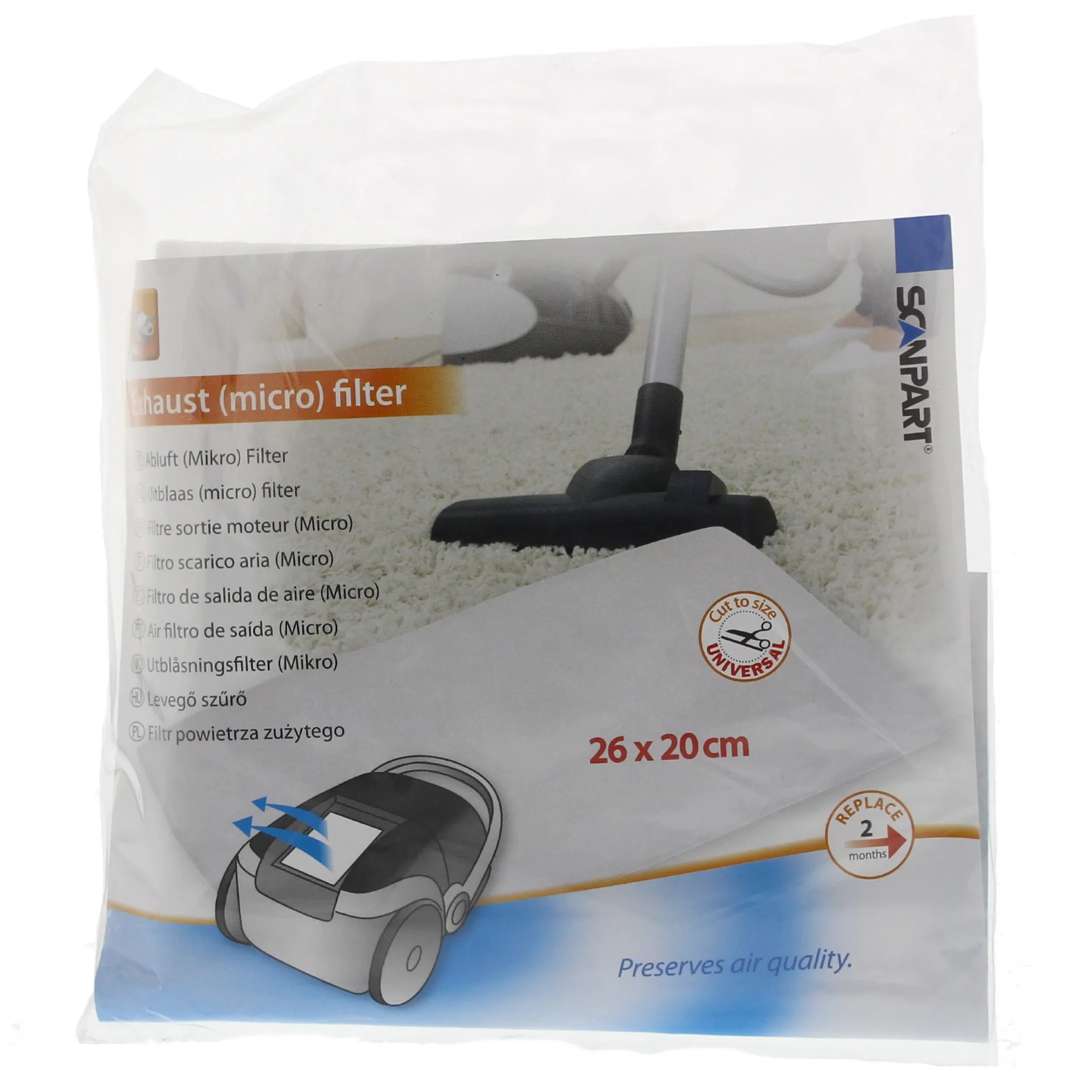 Microfilter universeel 200X260mm