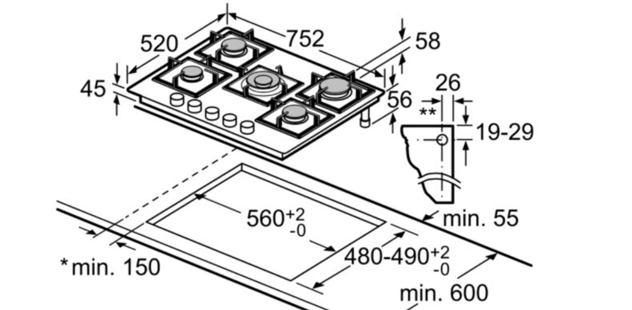 Bosch Taque au gaz PPQ7A6B20 FlameSelect image