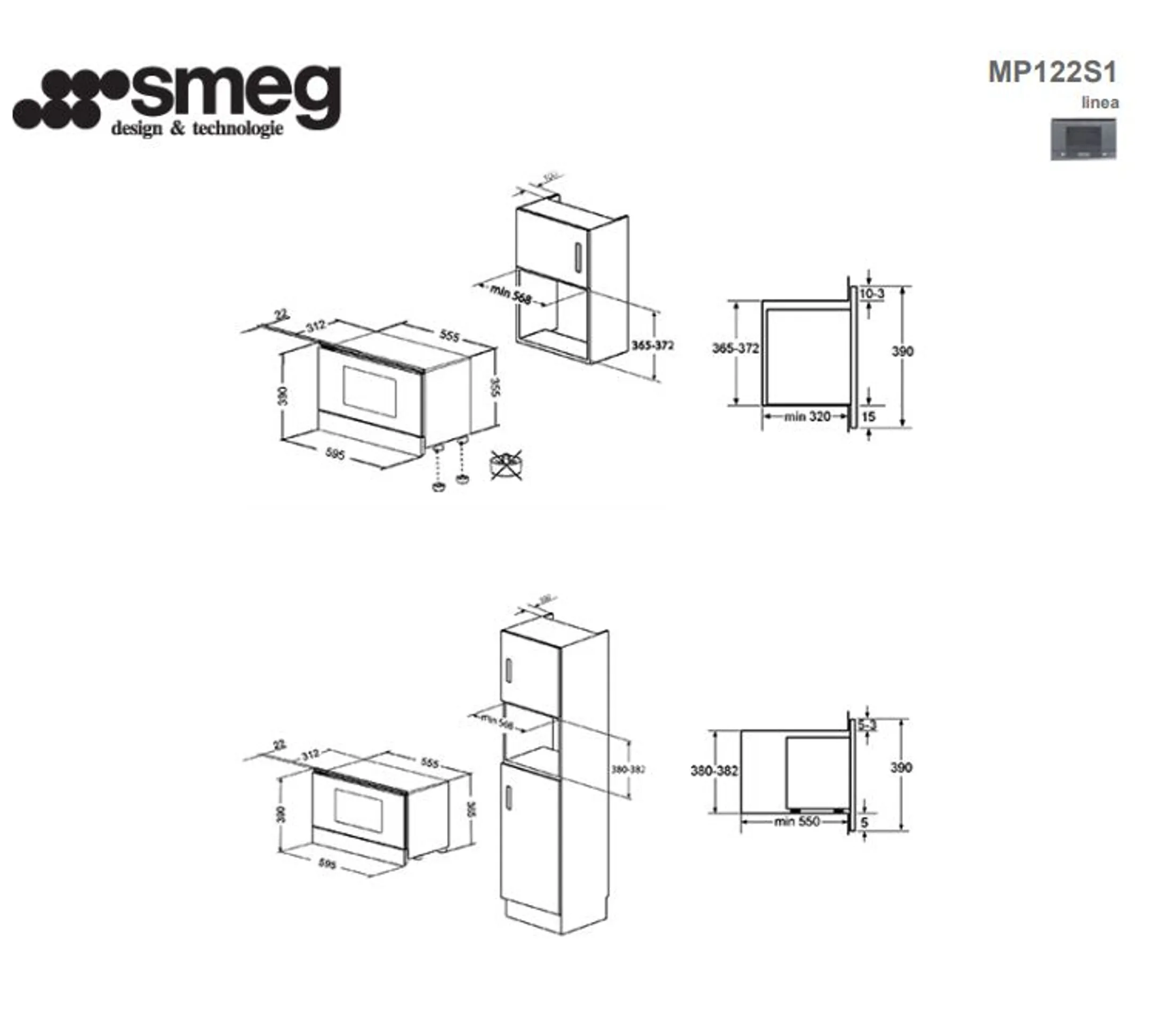 Smeg Micro-ondes encastrable MP122S1 image