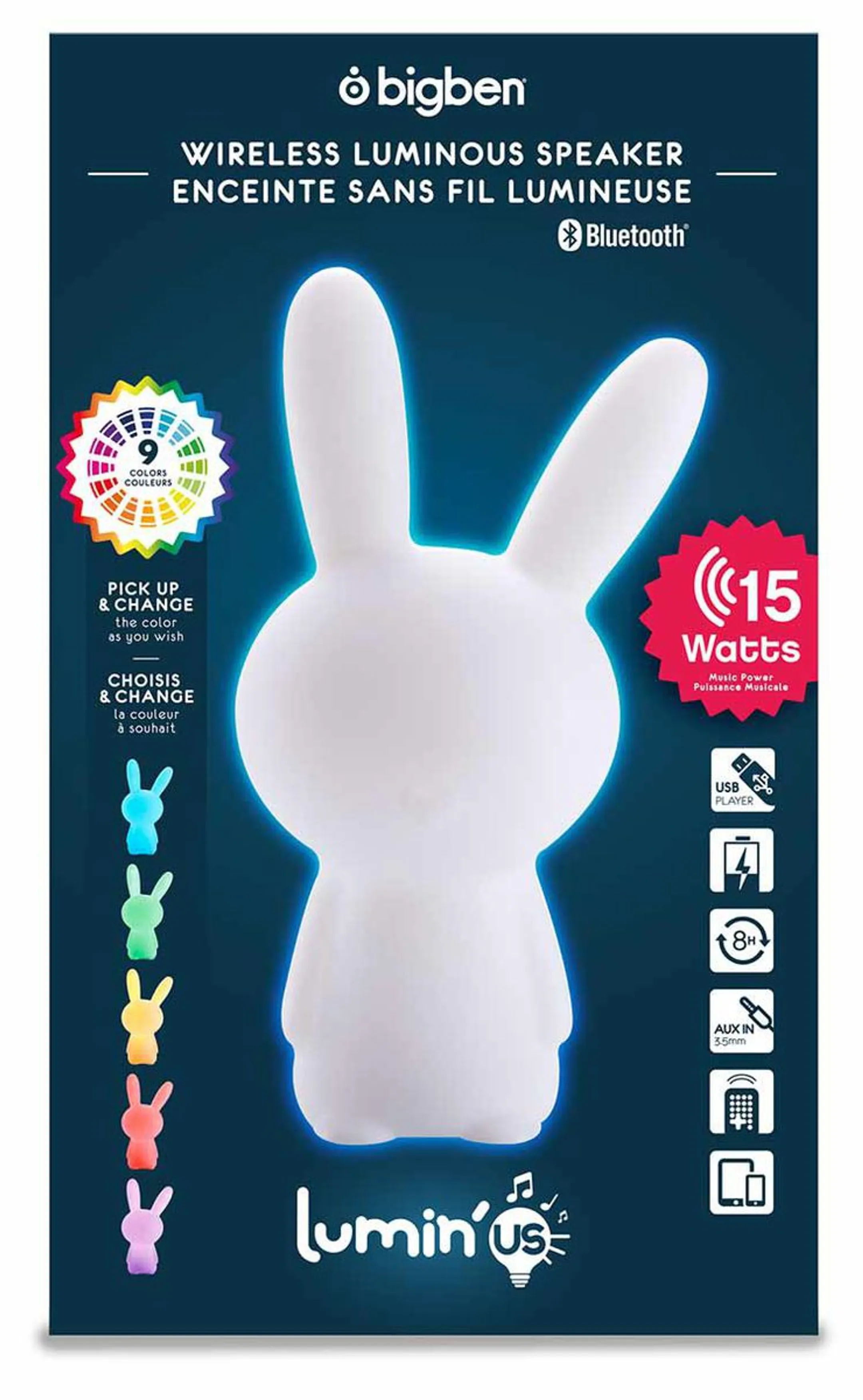 BigBen Enceinte Lapin Bluetooth - Blanc avec LED lights image