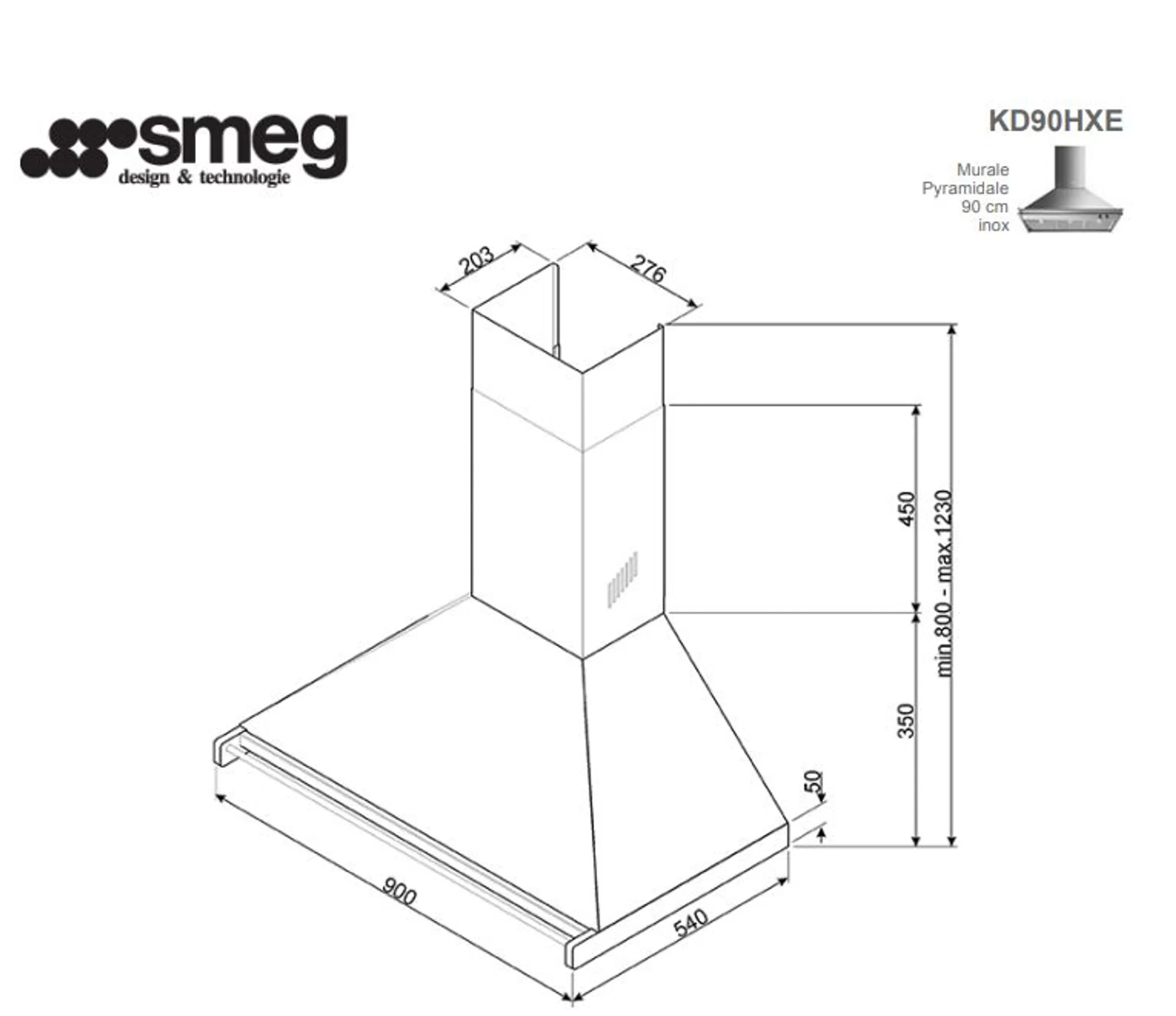 Smeg Wanddampkap KD90HXE image