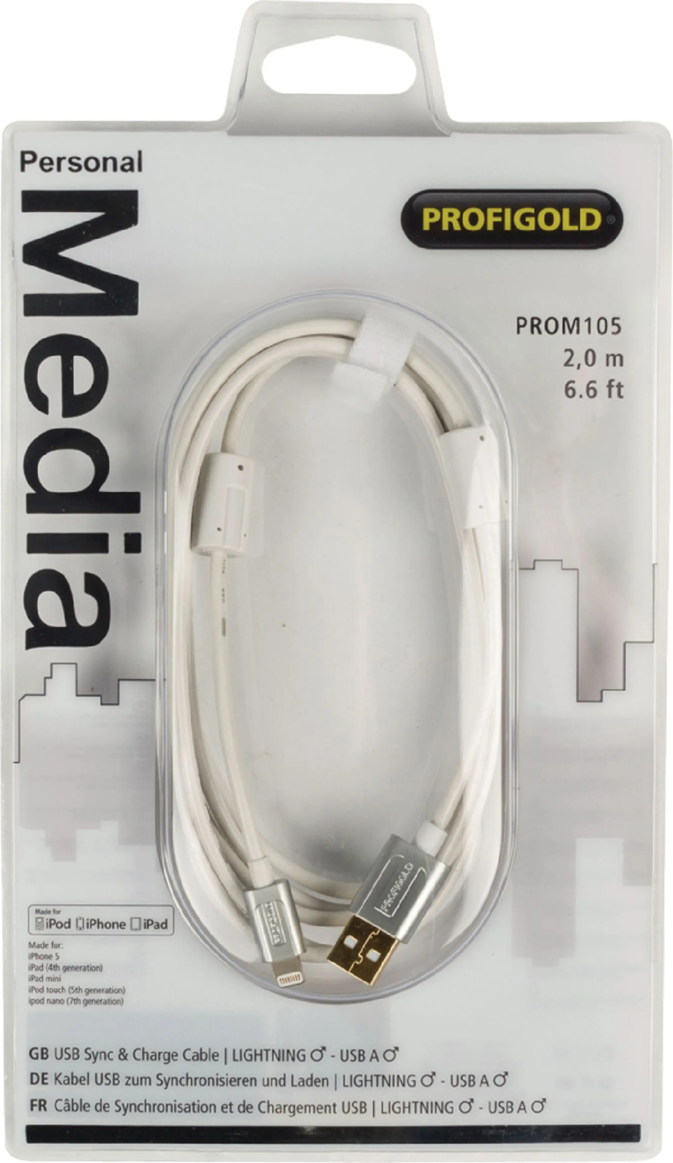 Profigold Câble Lightning vers USB A - 2 m - PROM105 image