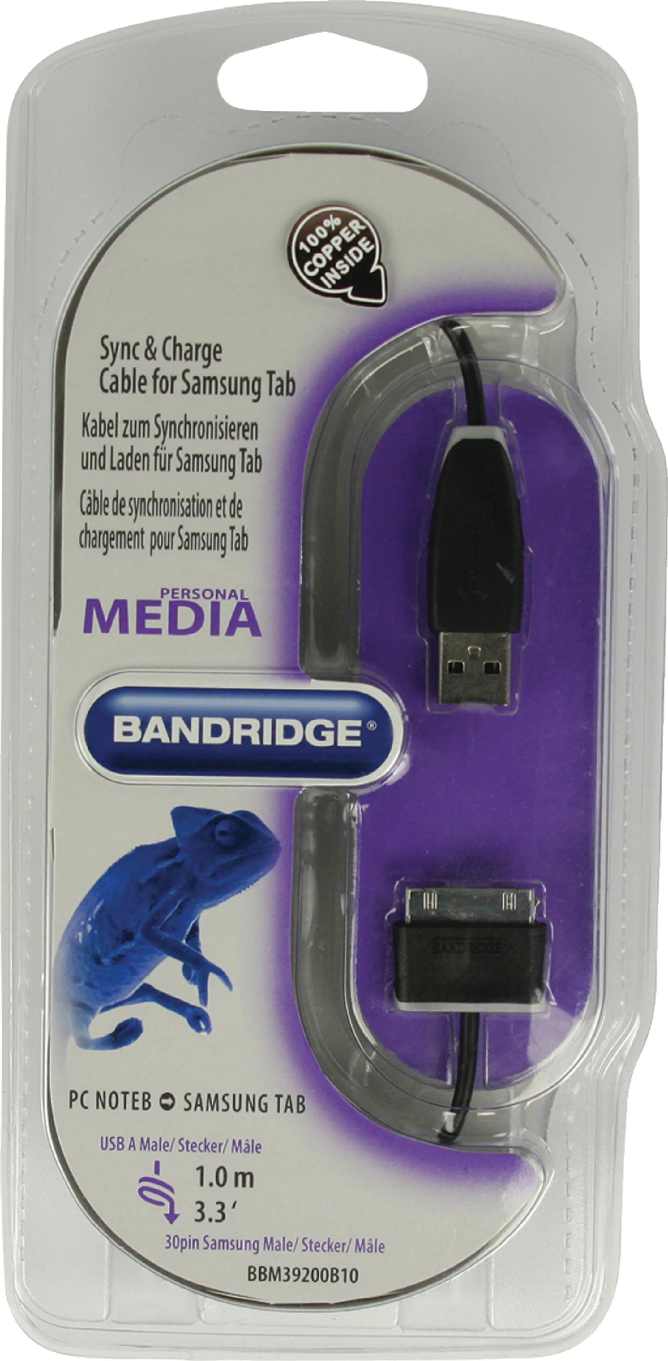 Bandridge USB 2.0 naar Samsung 30-pins-kabel - 1 m - BBM39200B10 image