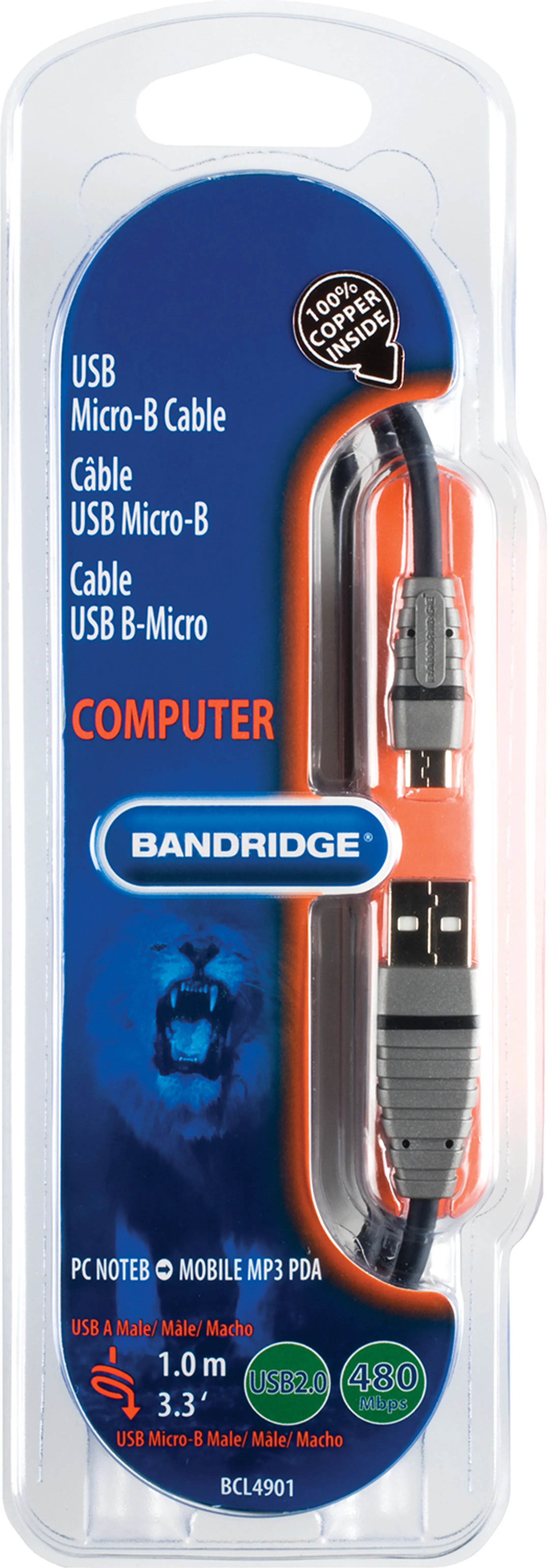Bandridge Câble micro USB vers USB A - 1 m - BCL4901 image
