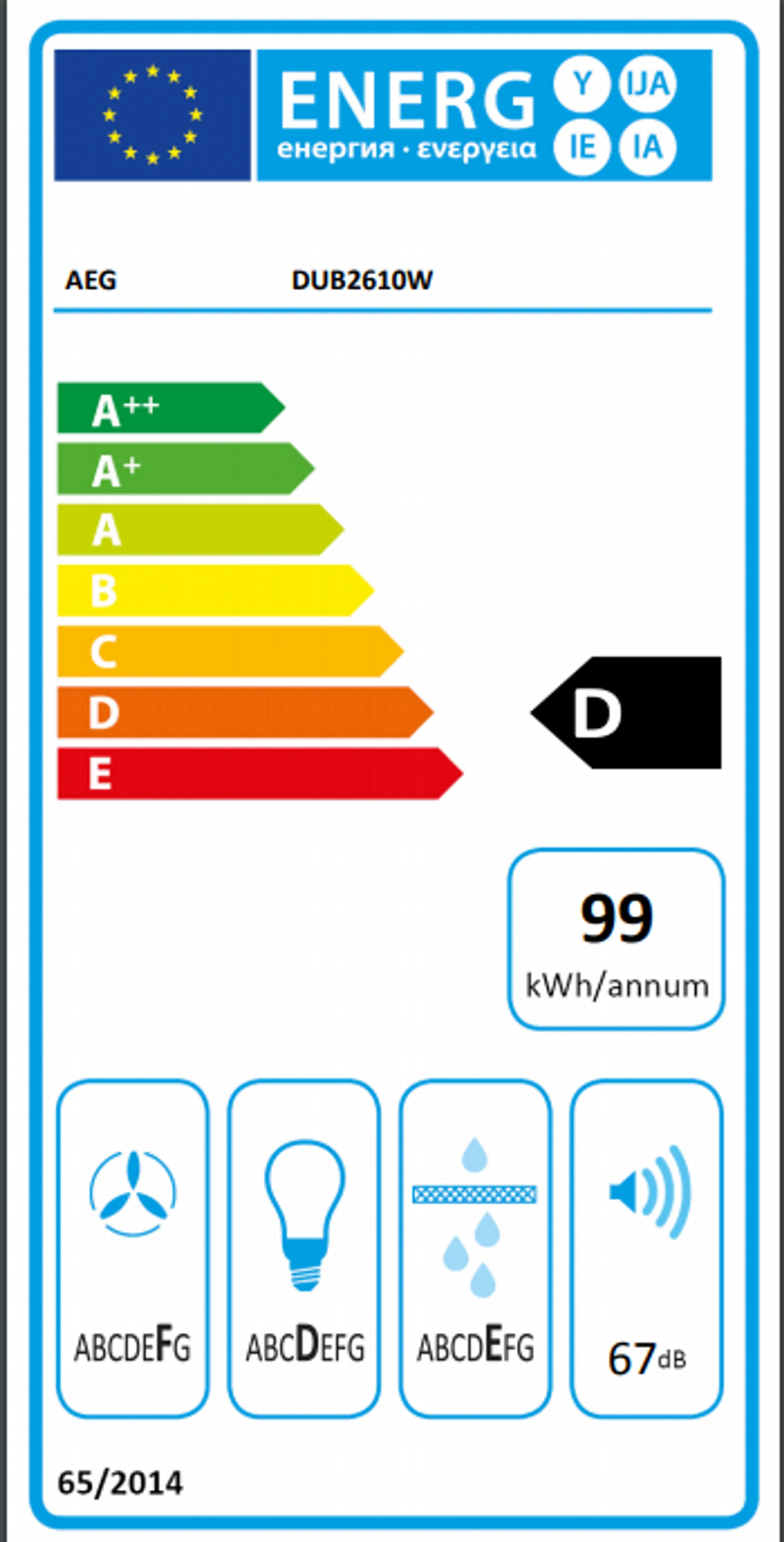 AEG Onderbouwdampkap DUB2610W image