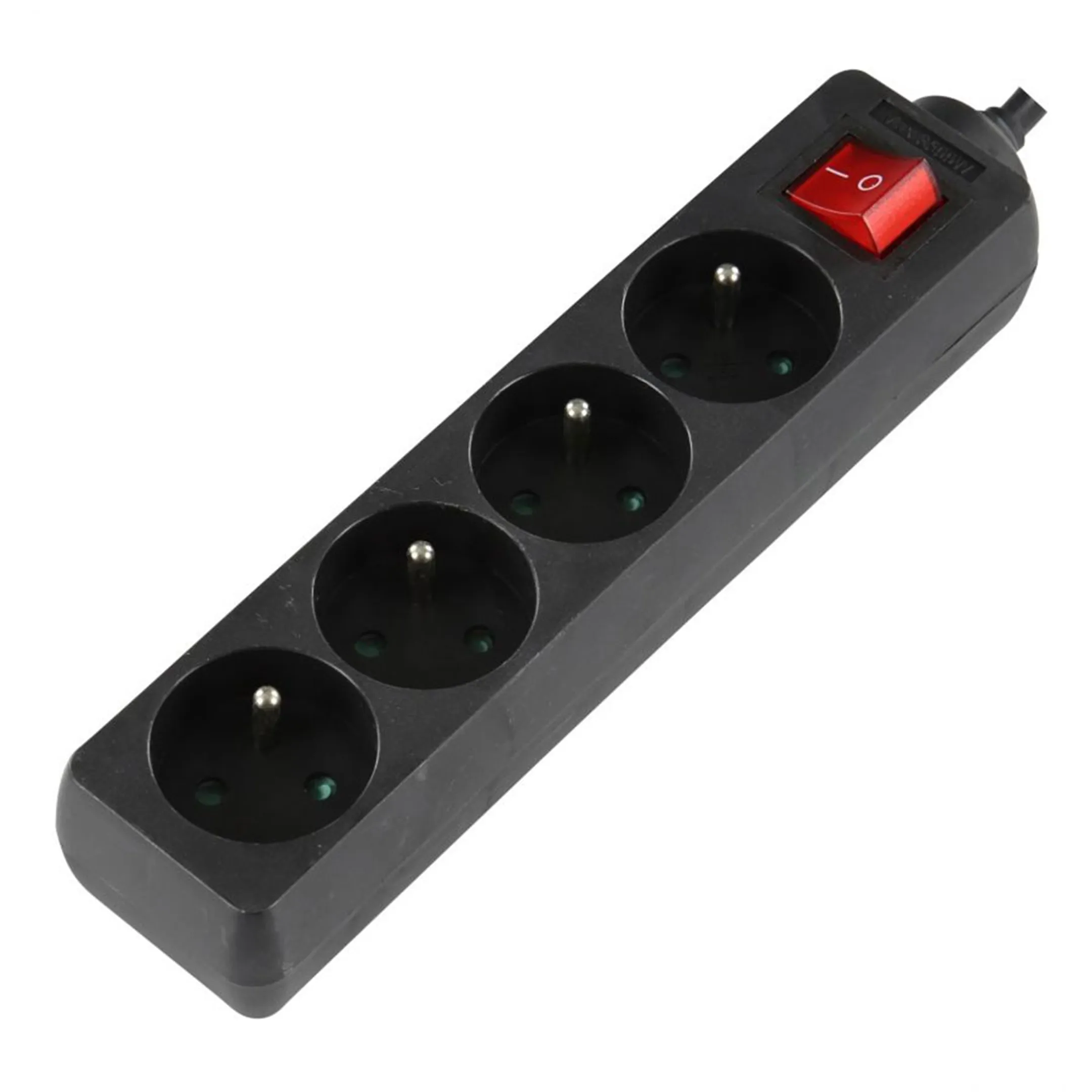 Boîtier multiprise - 1,5m - 4 prises - Noir