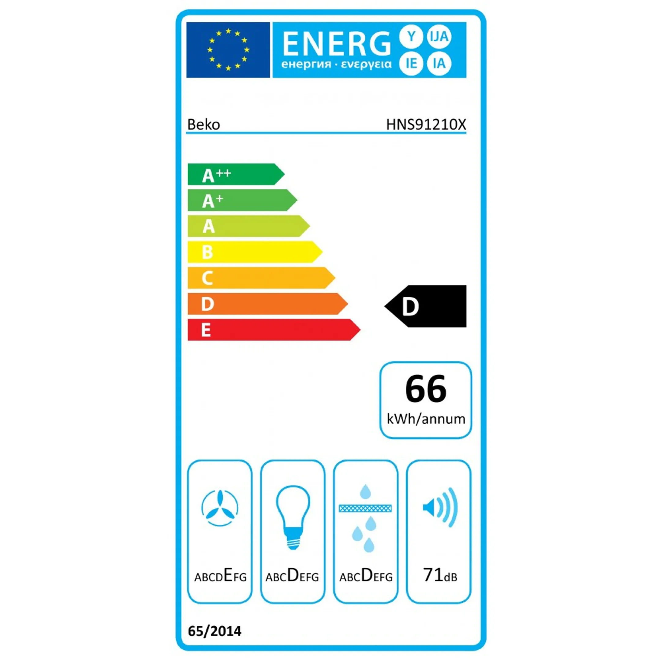 Beko Hotte sous-encastrable HNS91210X image