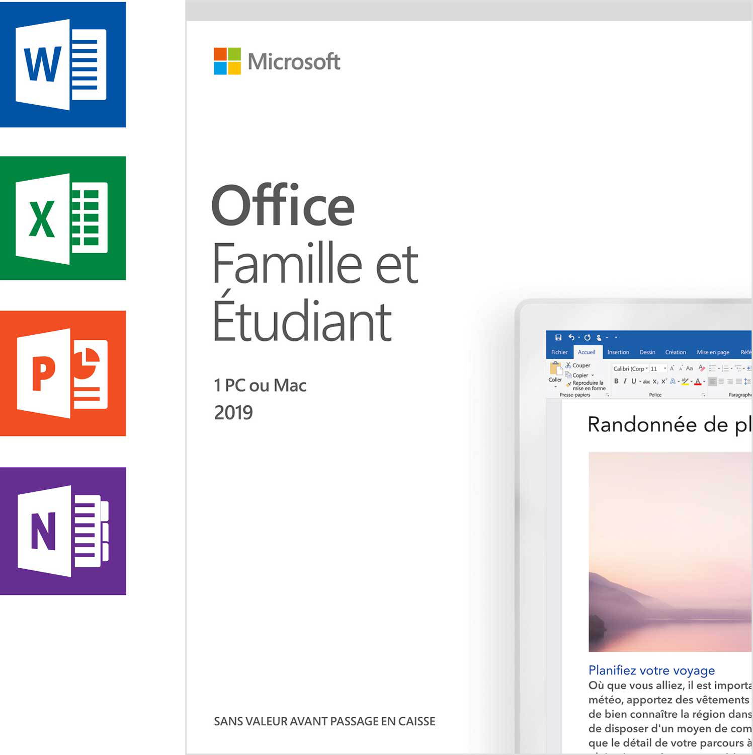 Microsoft Office Famille et Étudiant 2019 (FR) 1 PC ou Mac