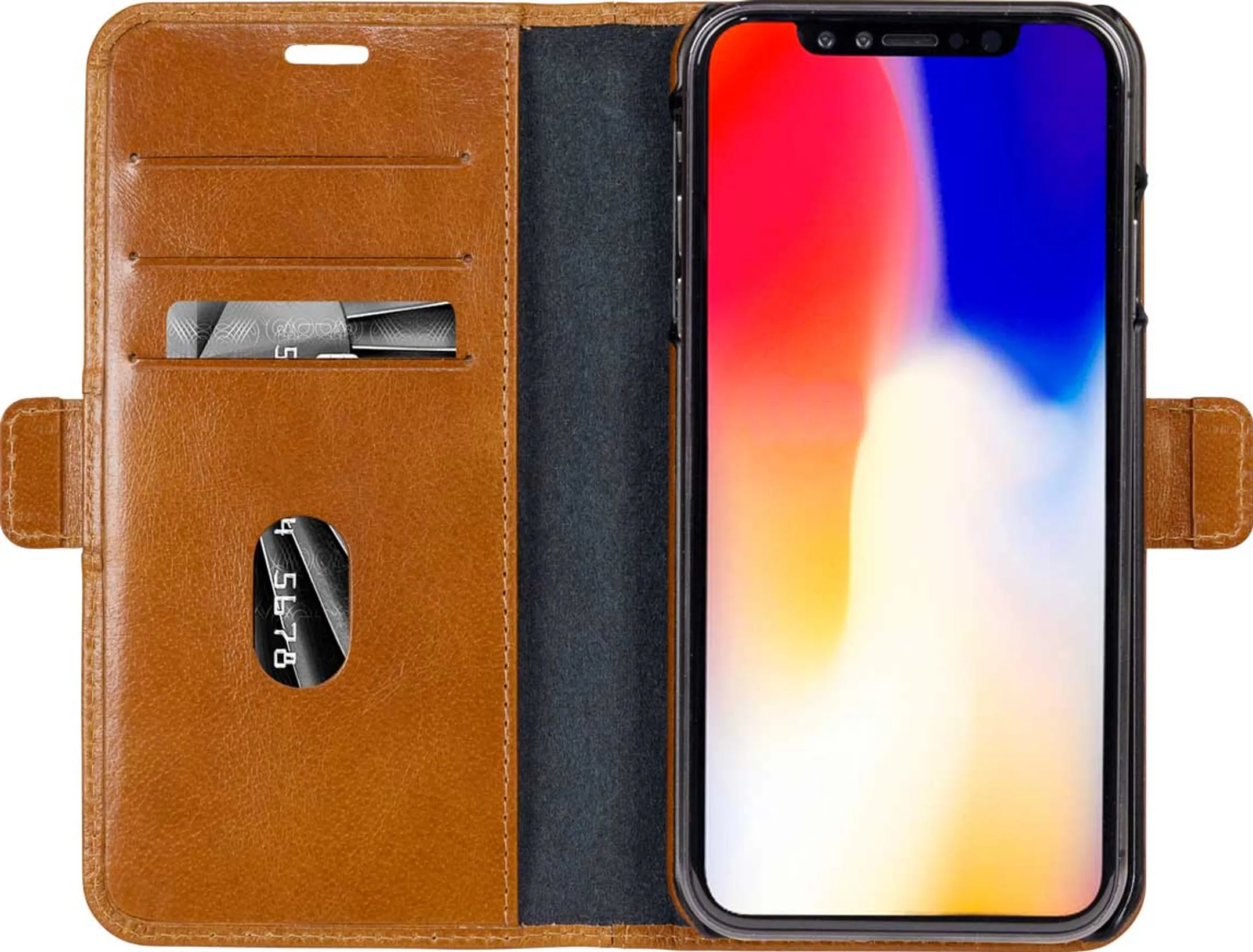 Wallet Cover Lynge voor iPhone Xs Max - Bruin