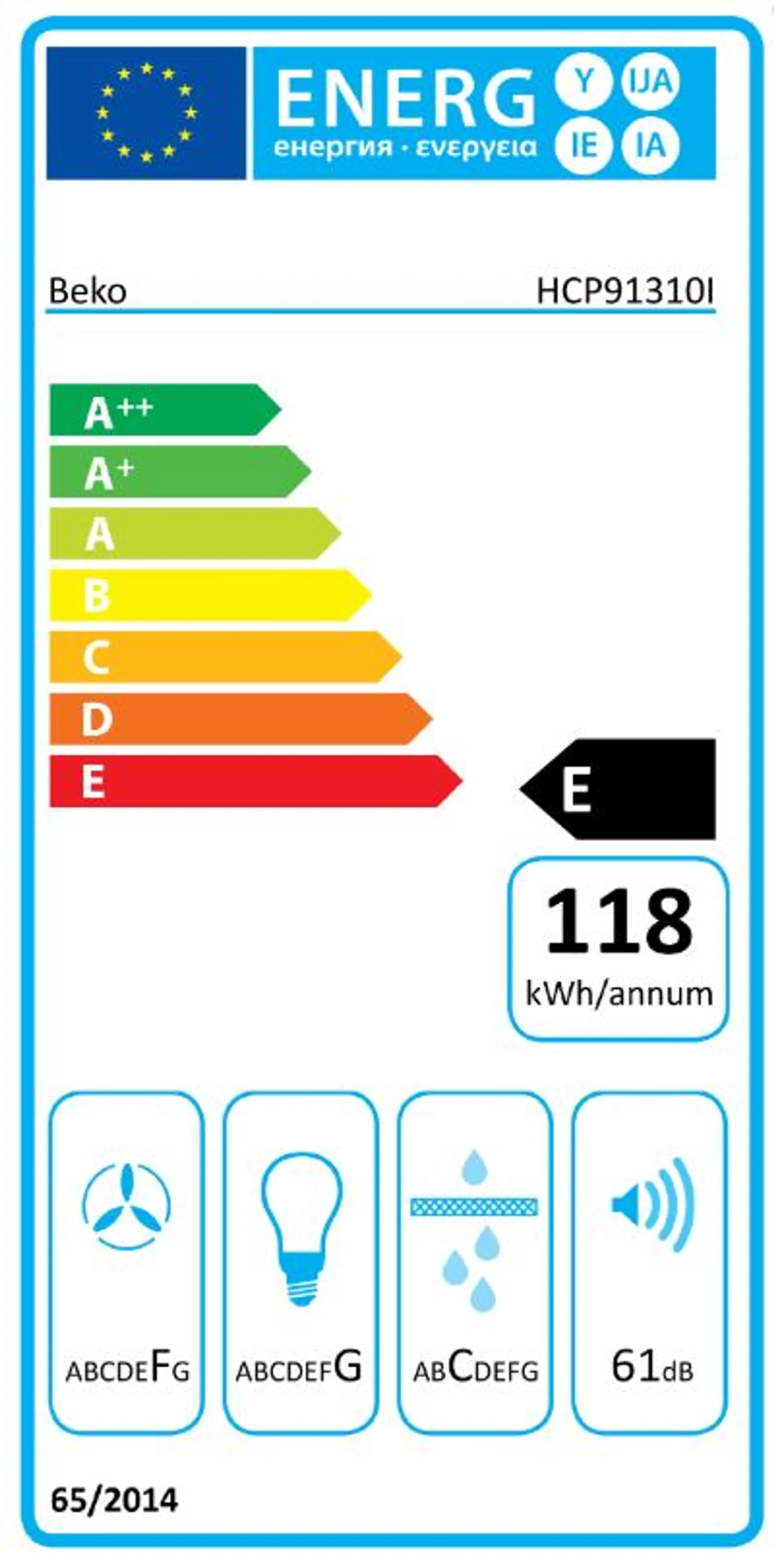 Beko Hotte décorative HCP 91310 I image