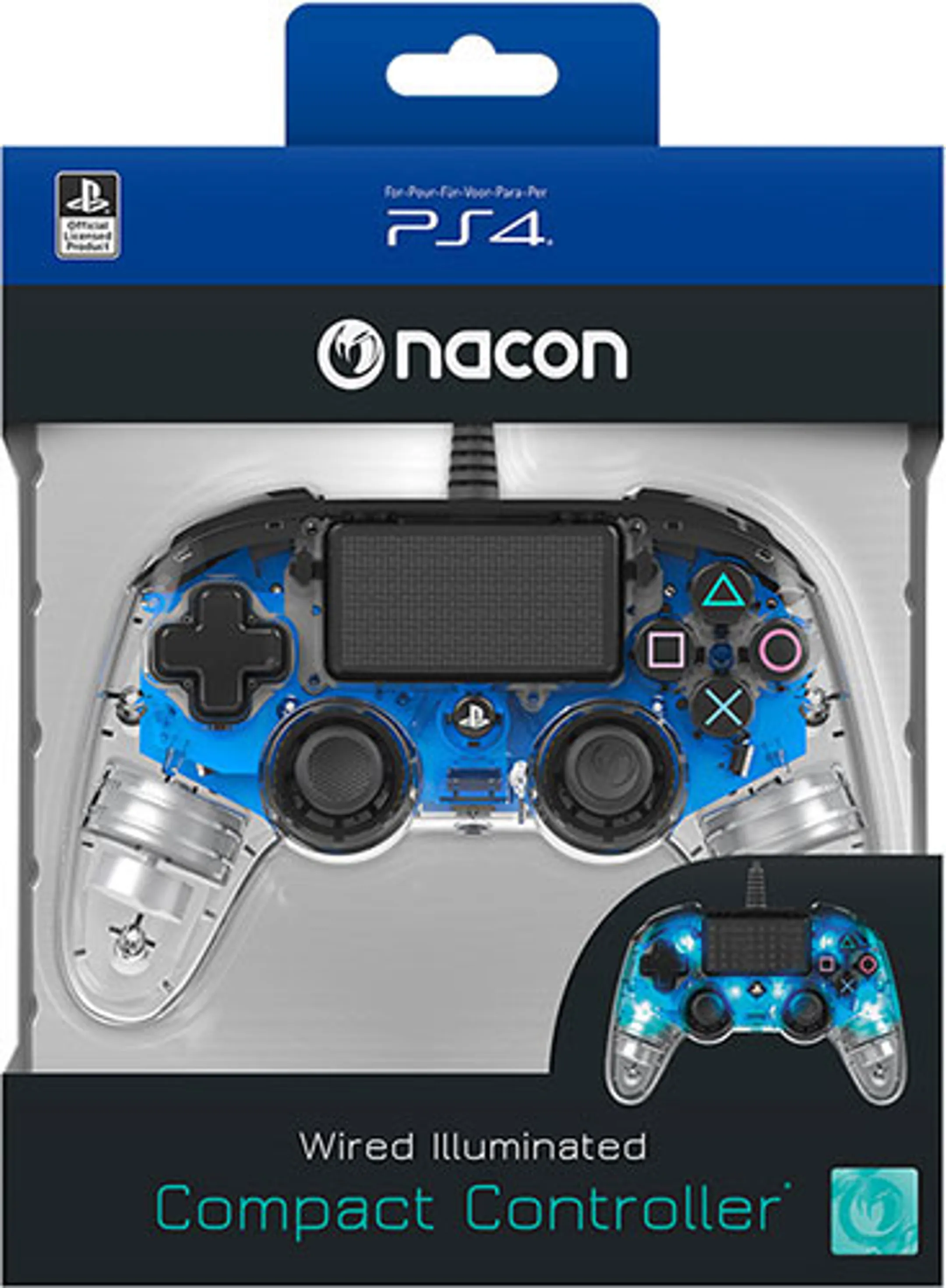 Nacon PS4 Wired Illuminated Compact Controller - Blauw image