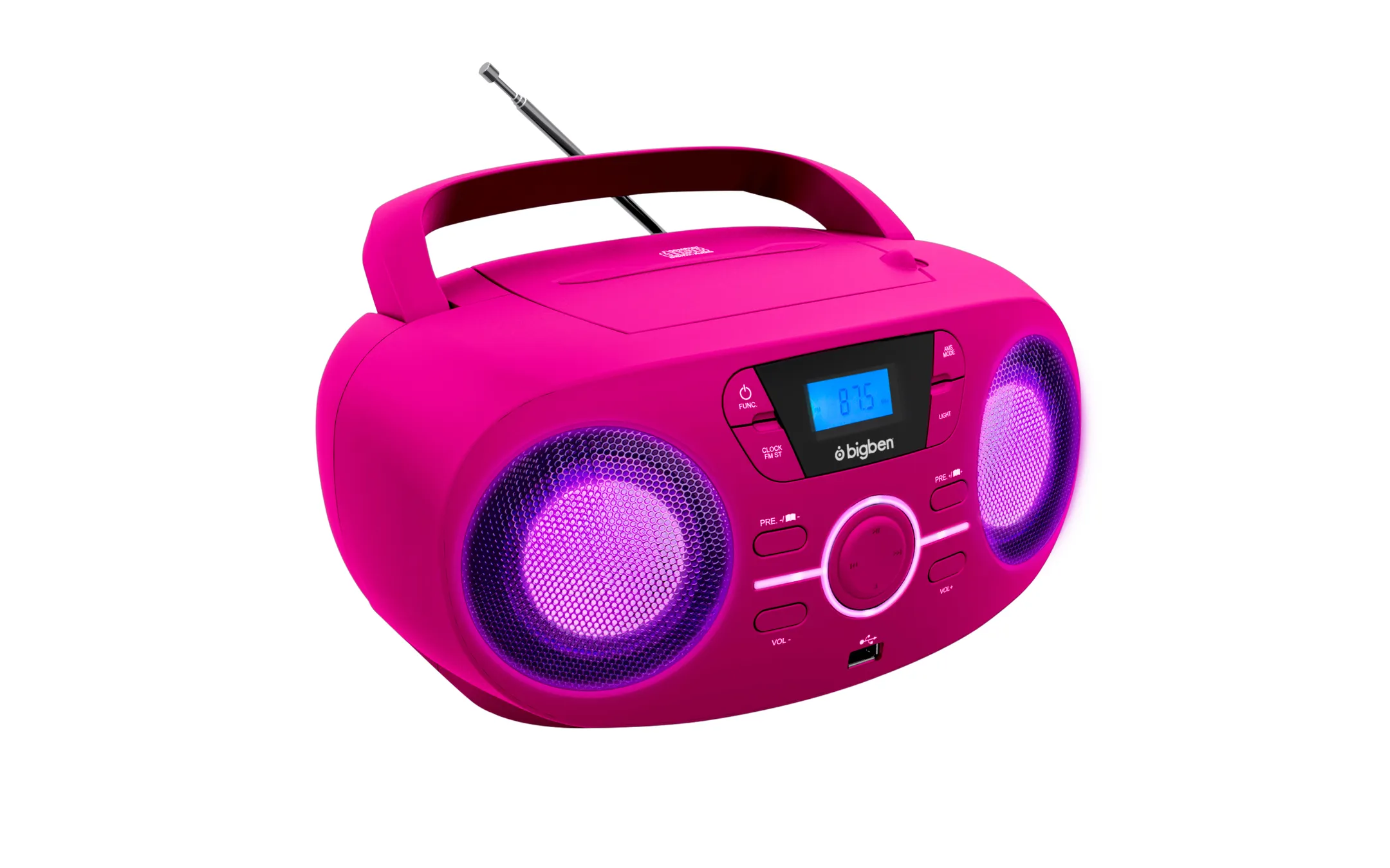 BigBen Radio FM portable avec lecteur de CD - CD61RUSB - Rose image
