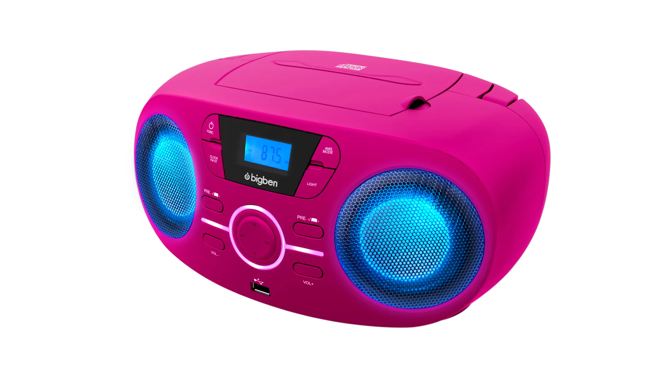 BigBen Radio FM portable avec lecteur de CD - CD61RUSB - Rose image