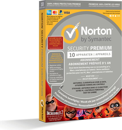 Norton Security Premium 1 Jaar 10 Toestellen norton kopen in de aanbieding