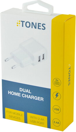 Tones Oplader 2 X Usb 20 Wit tones kopen in de aanbieding
