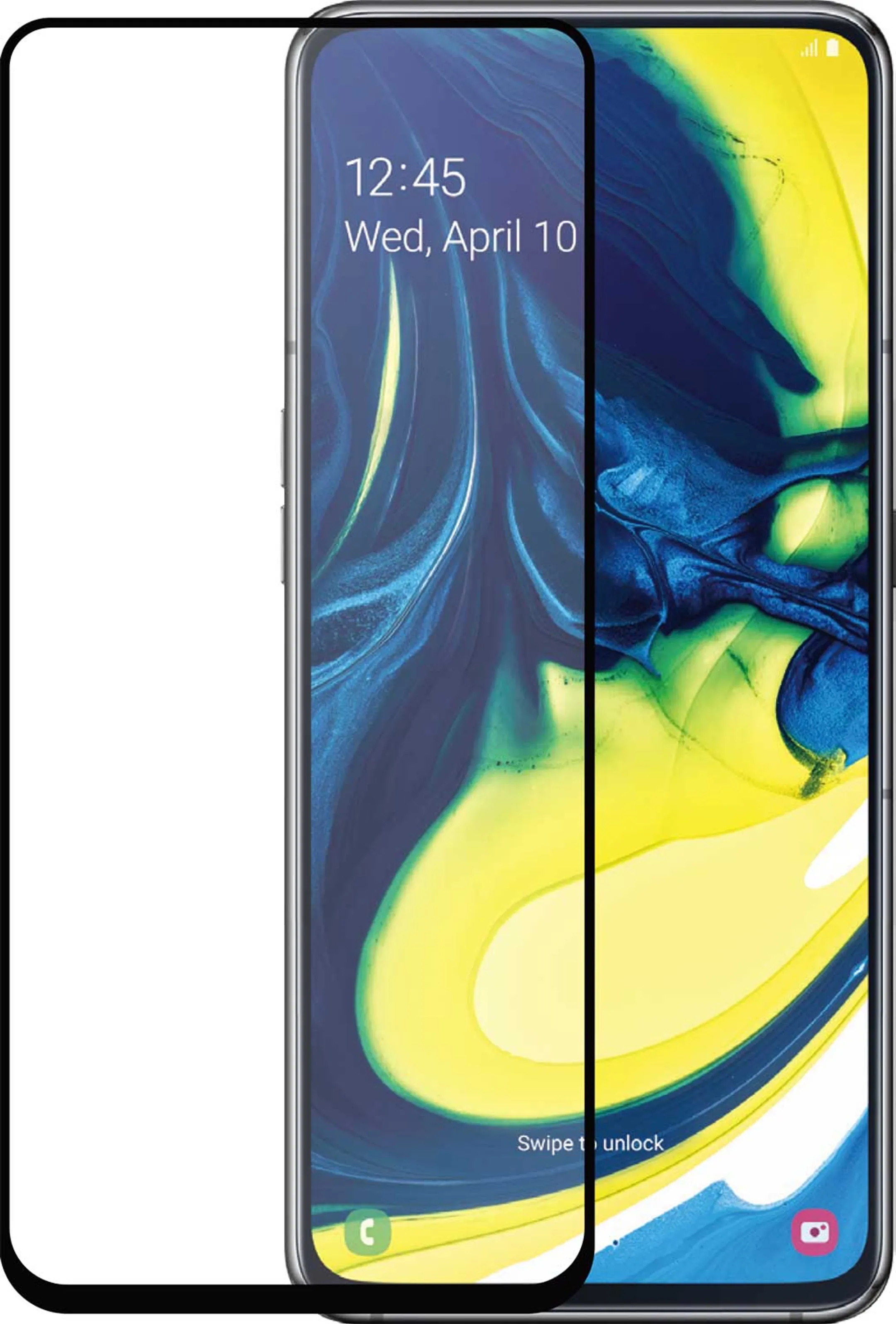 Tempered Glass flat RINOX ARMOR voor Galaxy A80 - Zwart