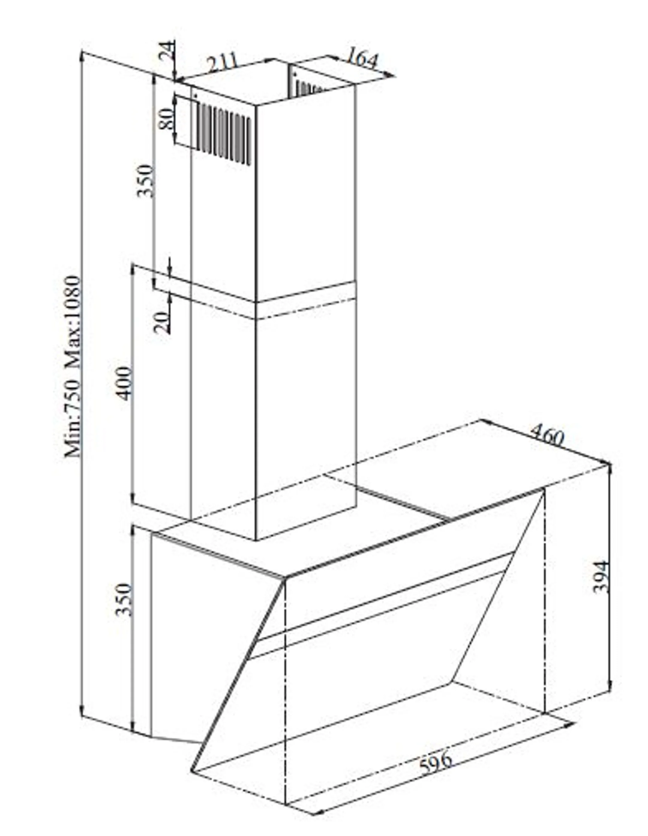 Hotte décorative HCA63640BH