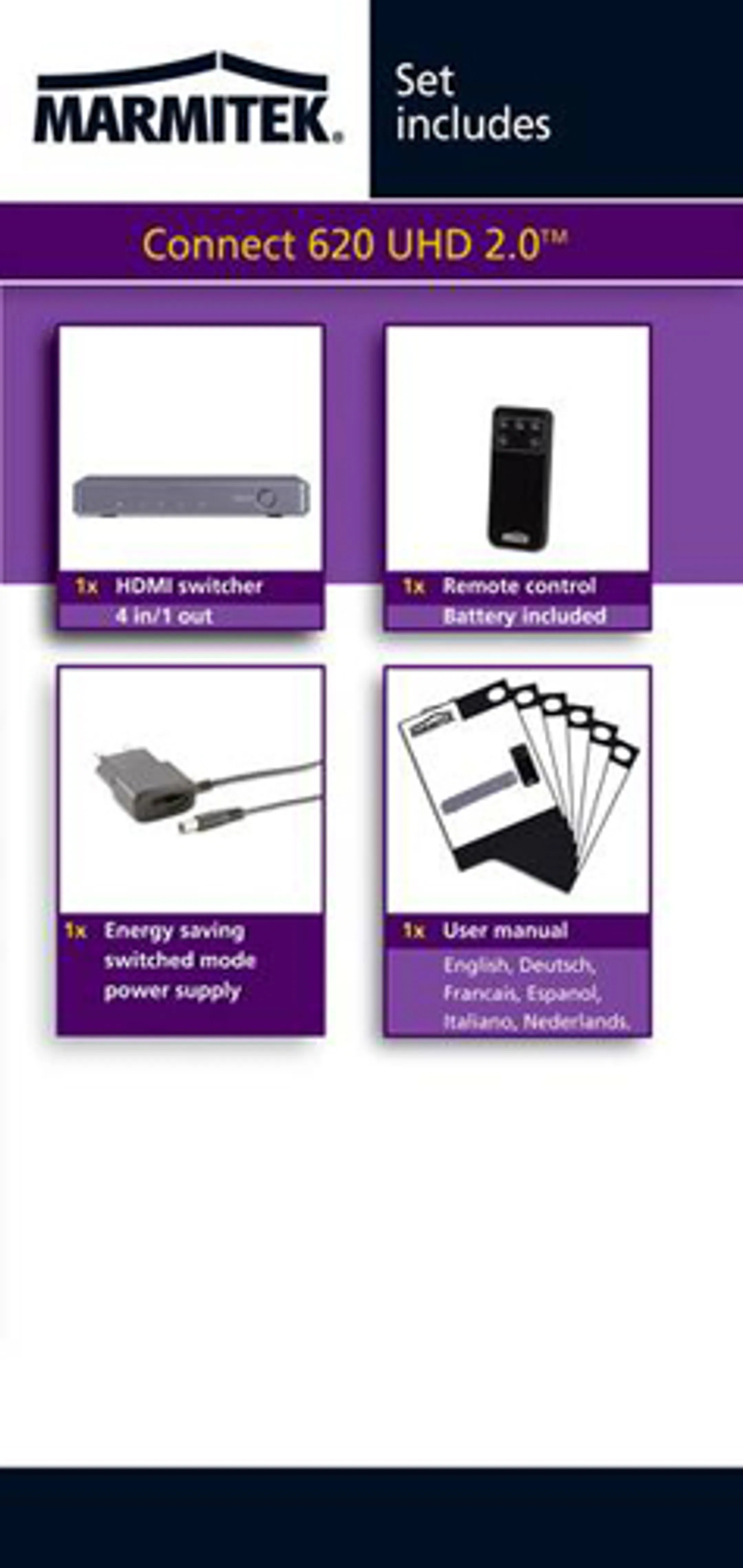 Marmitek HDMI Switch Connect 620 UHD 2.0 - 4 poorten image