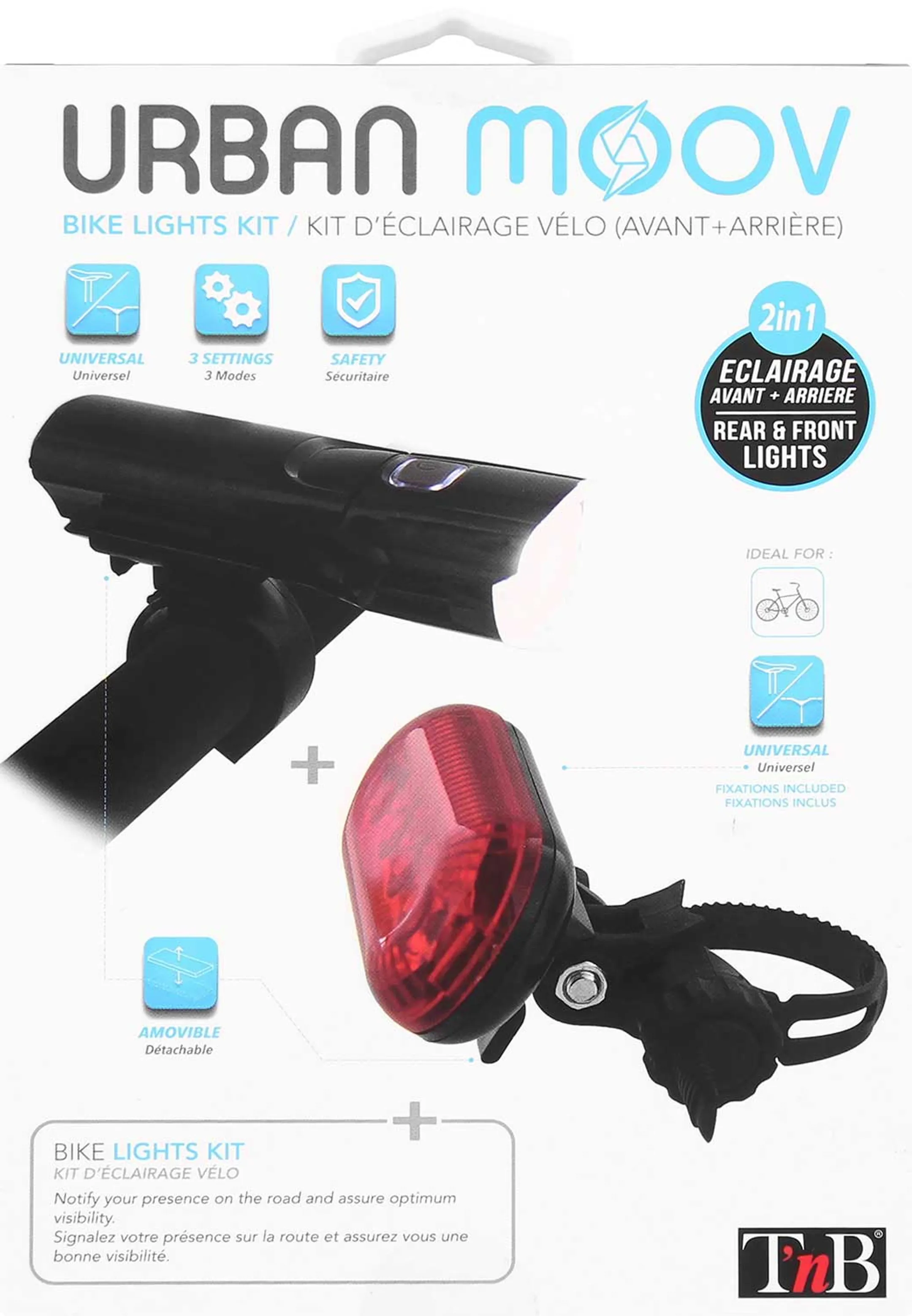 Urban Moov Pack van 2 LED-fietsverlichtingen - Wit en rood image
