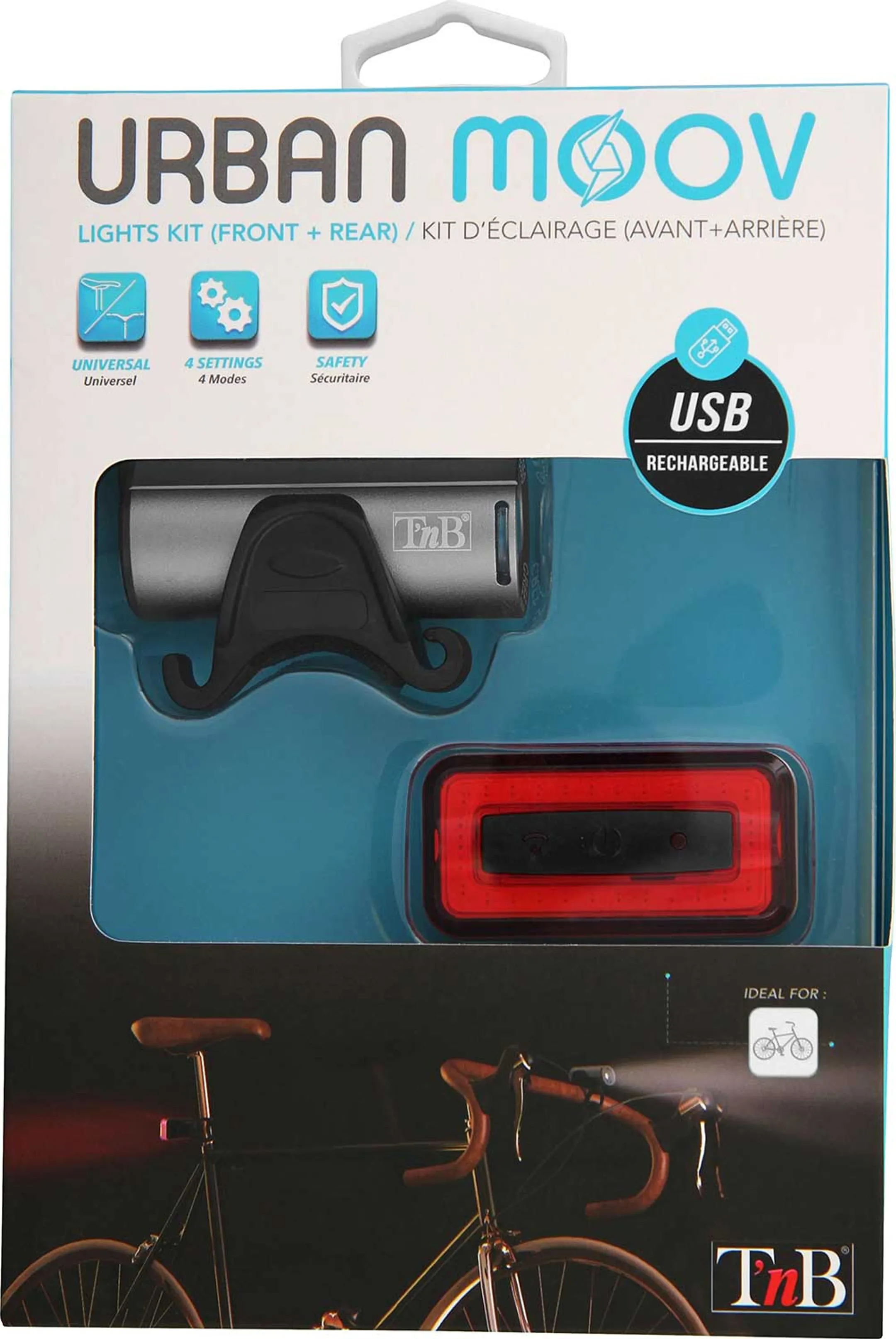 Urban Moov Pack van 2 herlaadbare LED-fietsverlichtingen - Wit en rood image