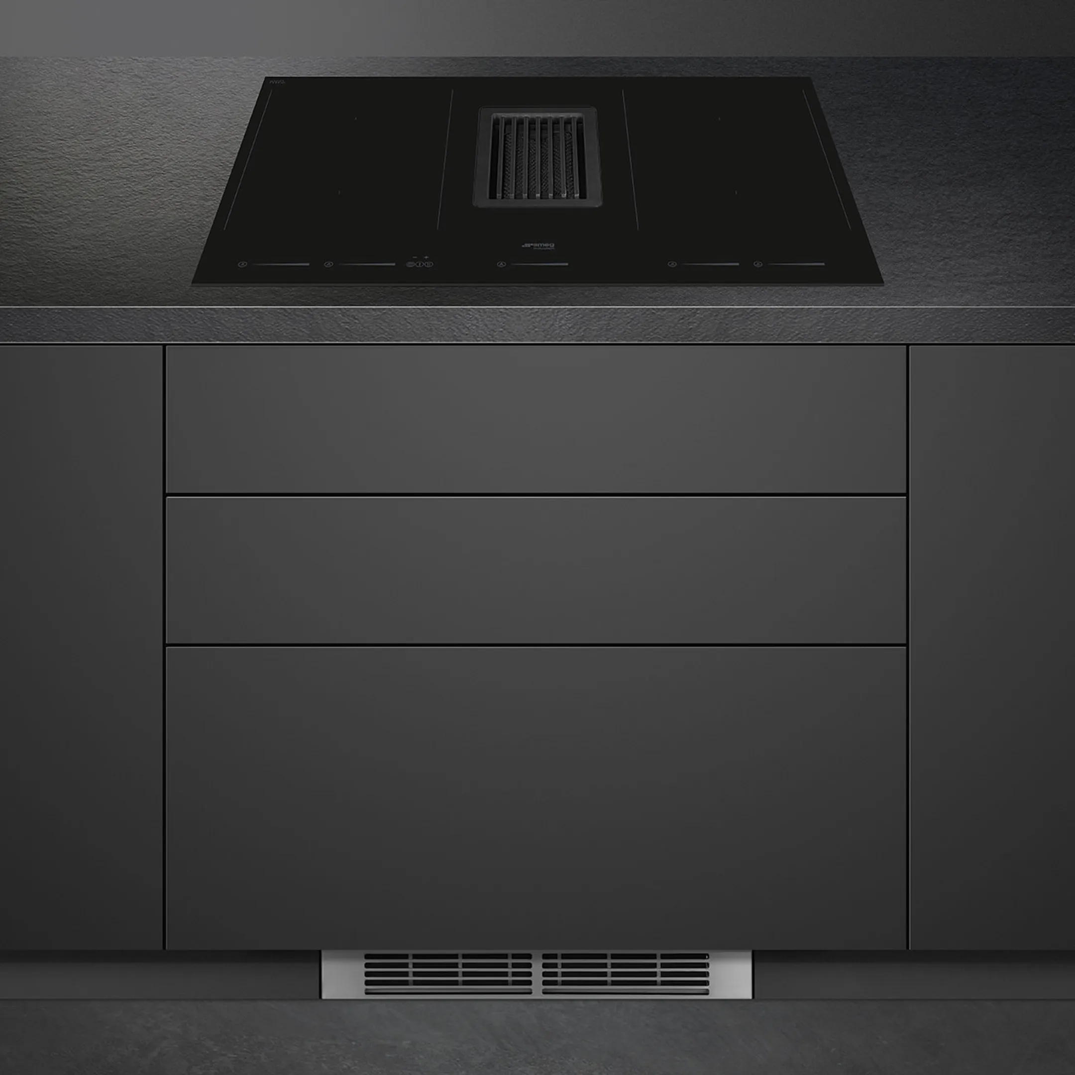 Smeg Taque avec hotte intégrée HOBD682D image