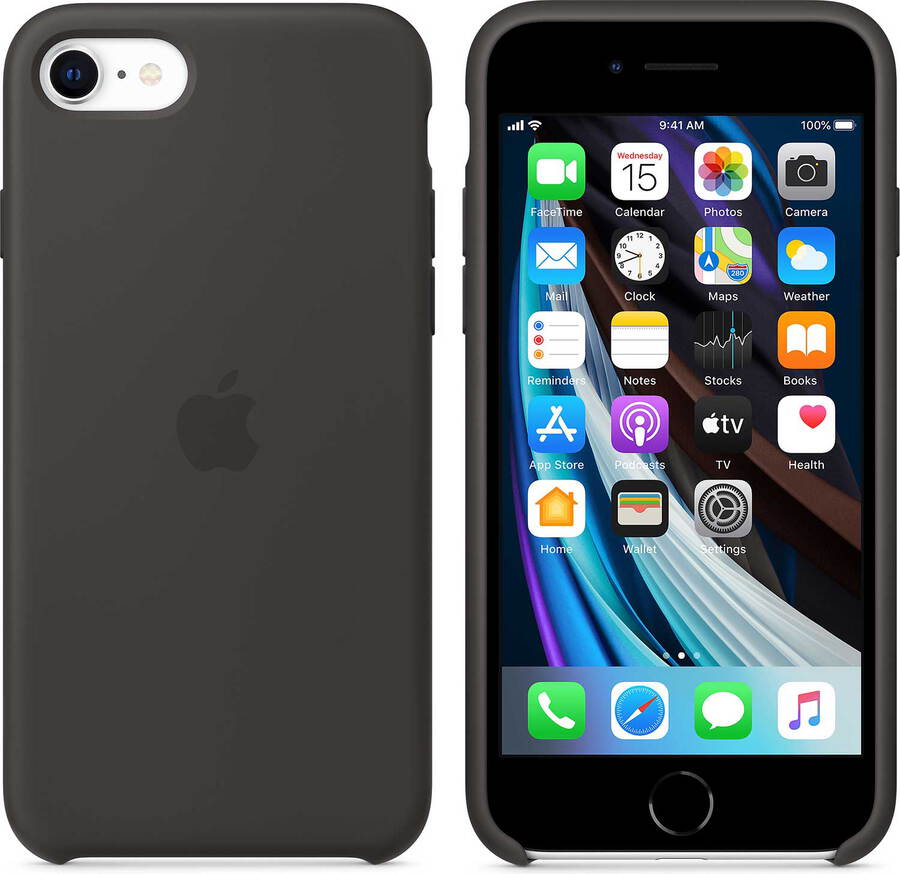 Apple Coque en silicone pour iPhone SE (2020) Noir MXYH2ZM/A