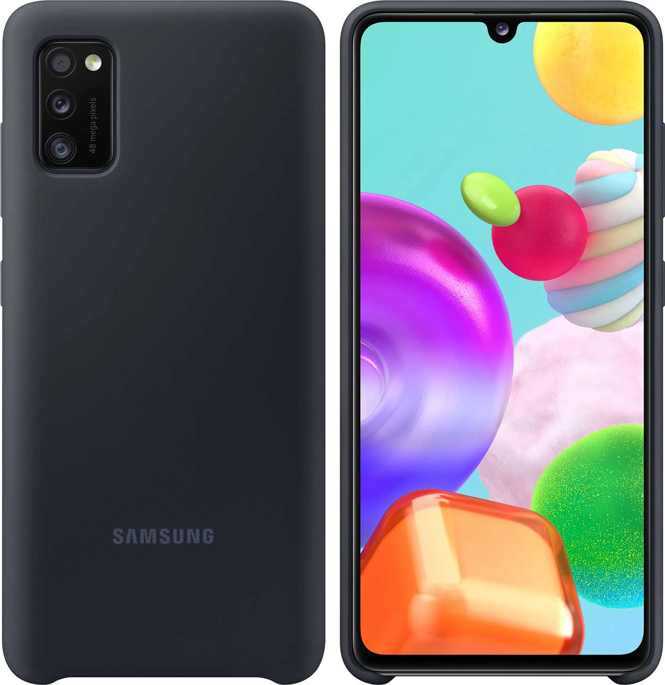 Siliconen backcover voor Galaxy A41 - Zwart