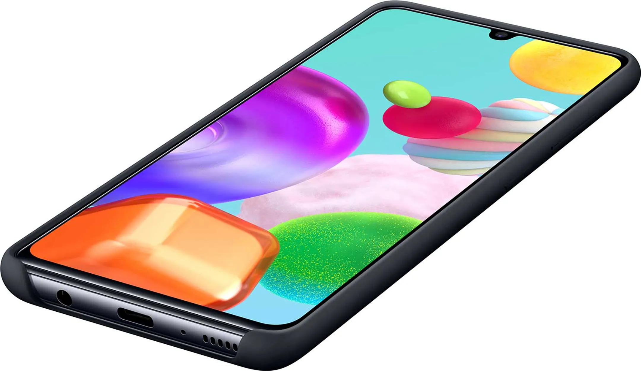 Siliconen backcover voor Galaxy A41 - Zwart